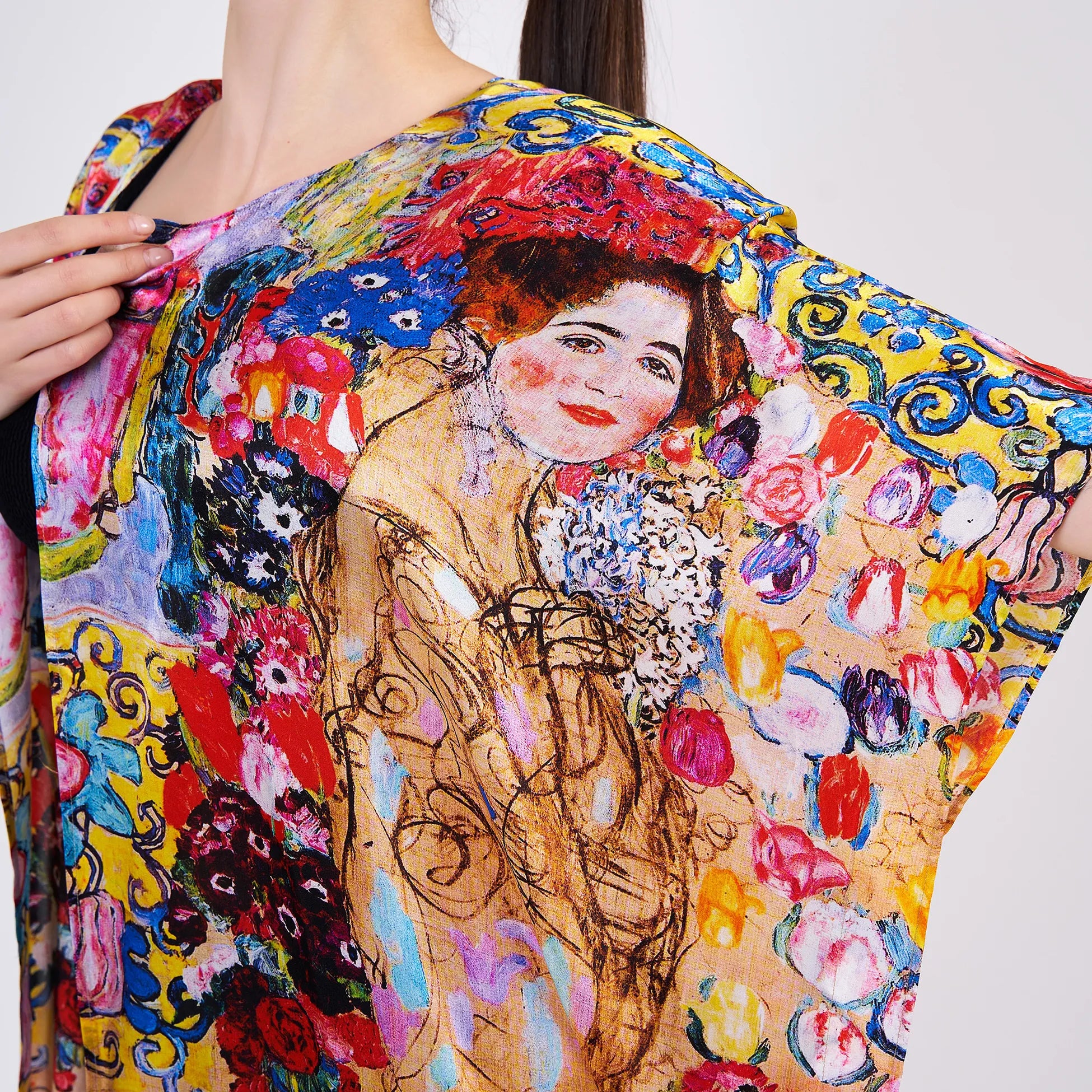 %100 İpek Kısa Kimono Pareo | Gustav Klimt Maria Munk | Nomads Felt