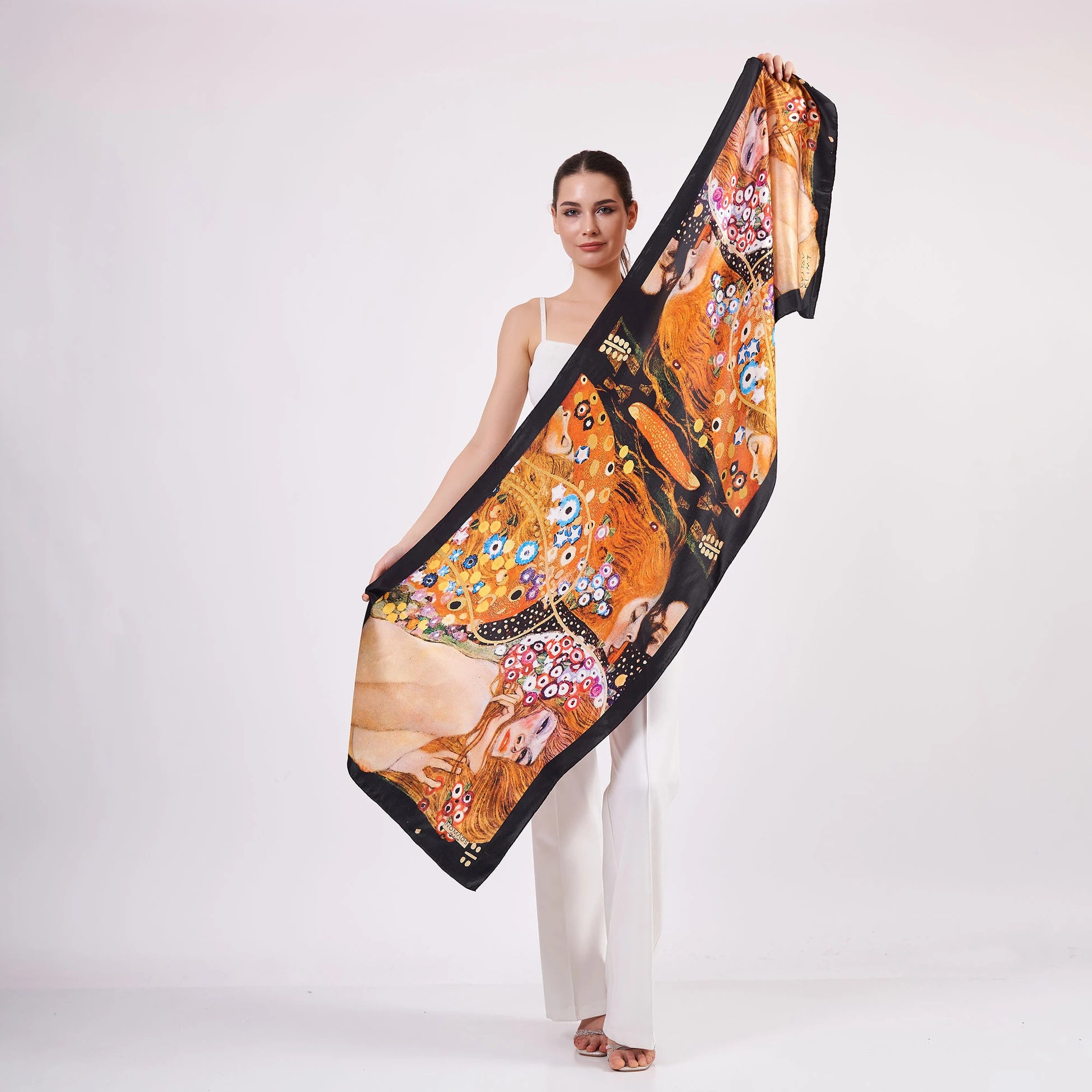 Saf İpek Fular | 55x180 cm | Gustav Klimt Water Serpents | Nomads Felt