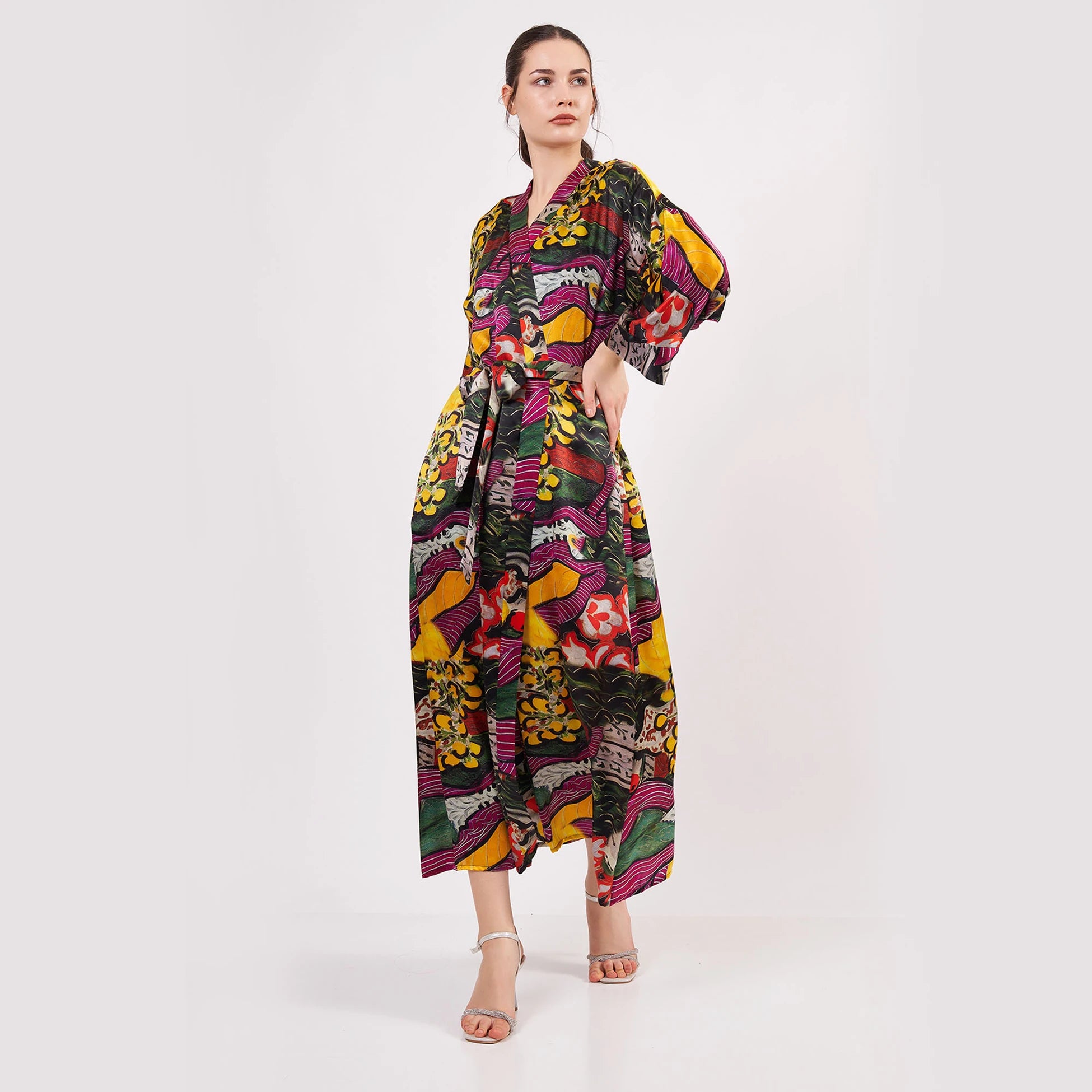 %100 İpek Kimono Kaftan | Henri Matisse Purple and Dress | Nomads Felt