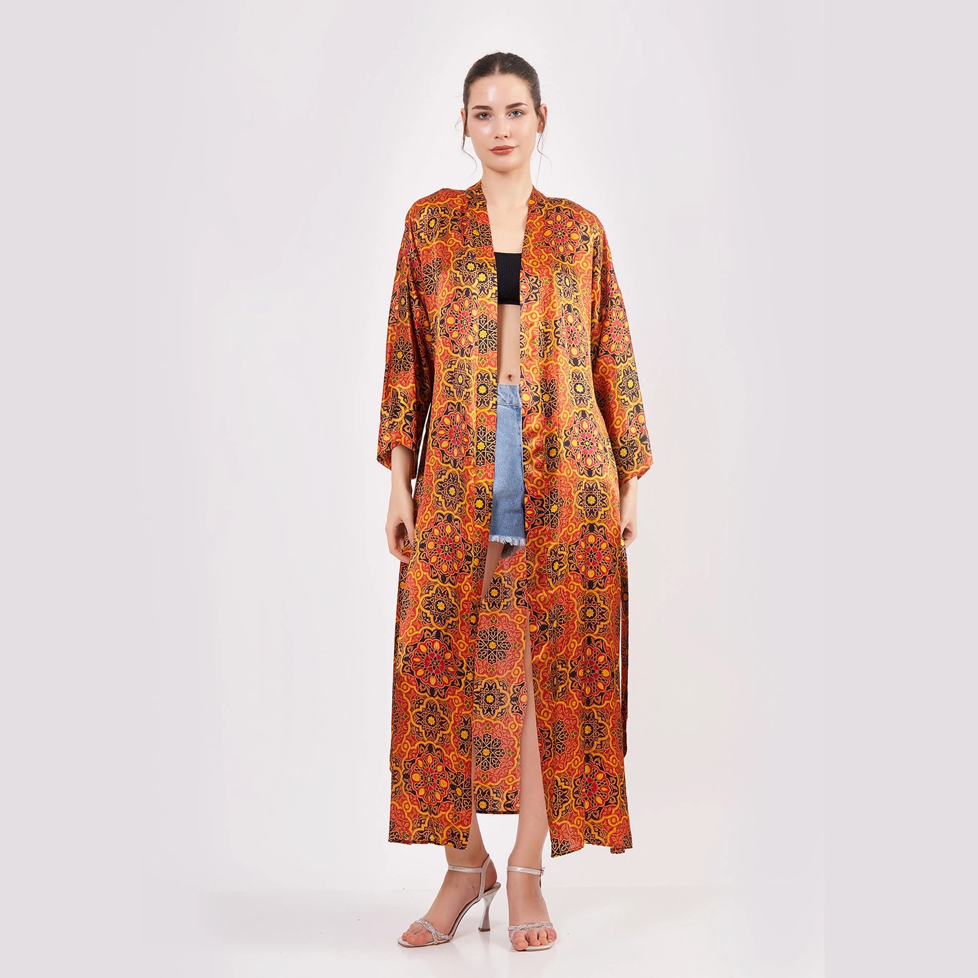 %100 İpek Uzun Kimono Kaftan | Elhamra 14 | Nomads Felt