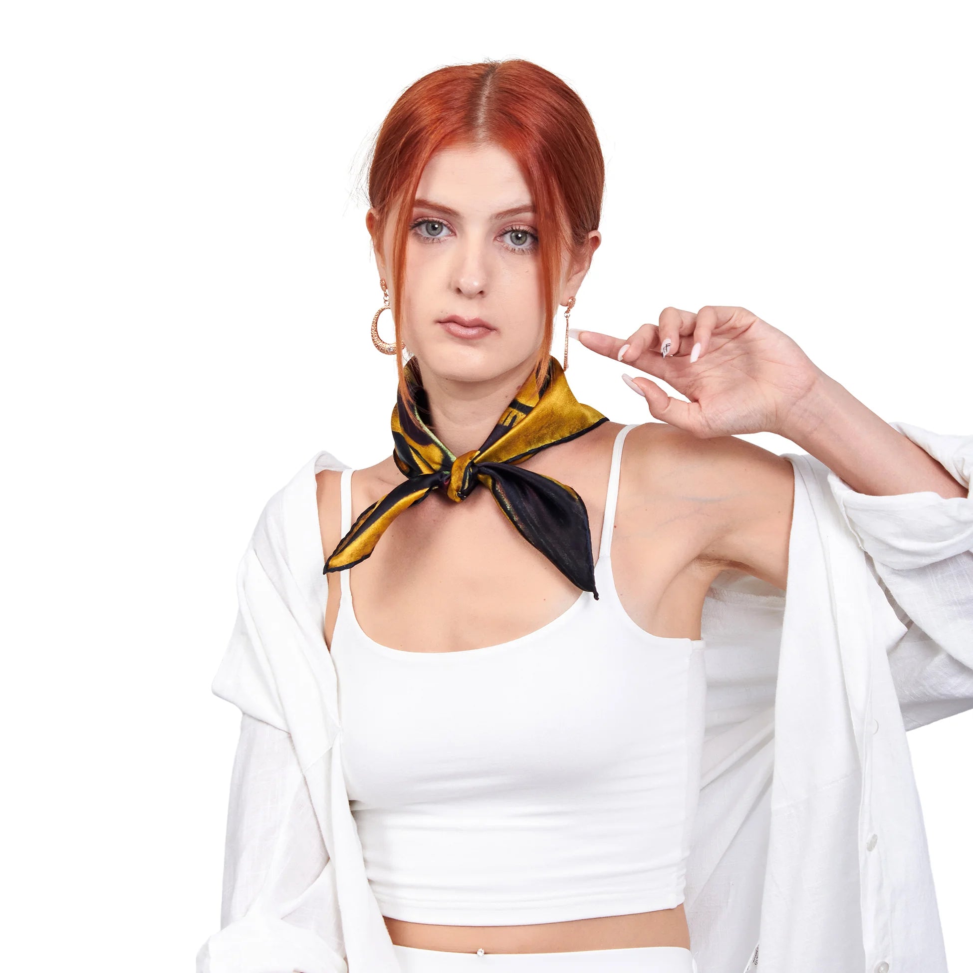 %100 İpek Bandana Fular | Kandinsky Point and Line | 55x55 cm | Nomads Felt