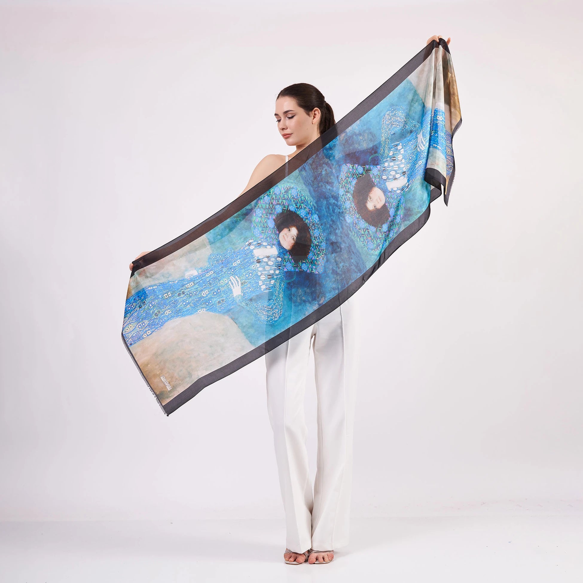 Vual İpek Fular | 55x180 cm | Gustav Klimt Emilie Floge | Nomads Felt