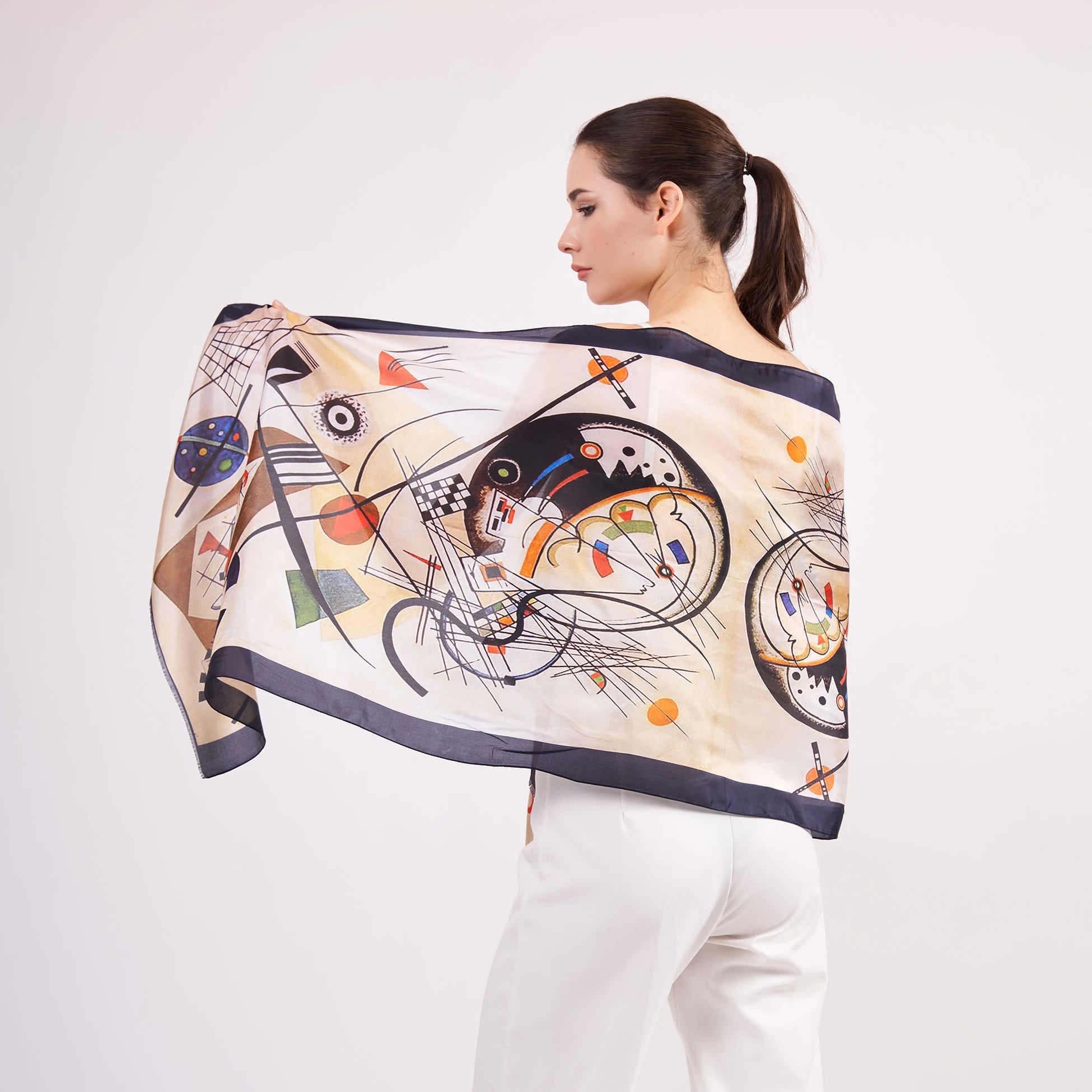Vual İpek Fular | 55X180 cm | Kandinsky Transverse Line | Nomads Felt
