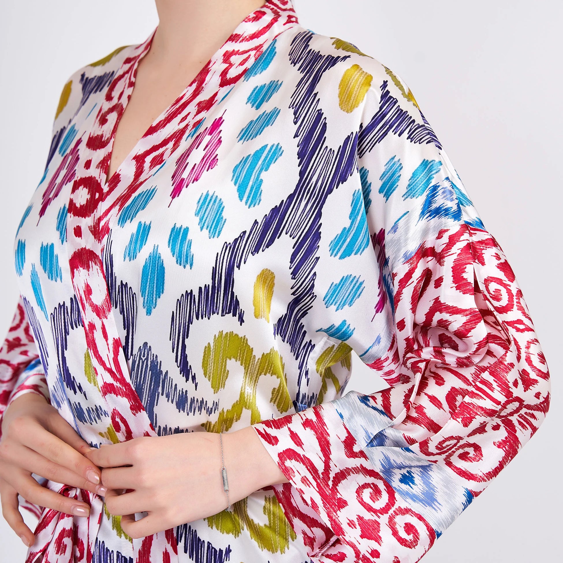 İpek Uzun Kimono Kaftan | Ikat Desen | Nomads Felt