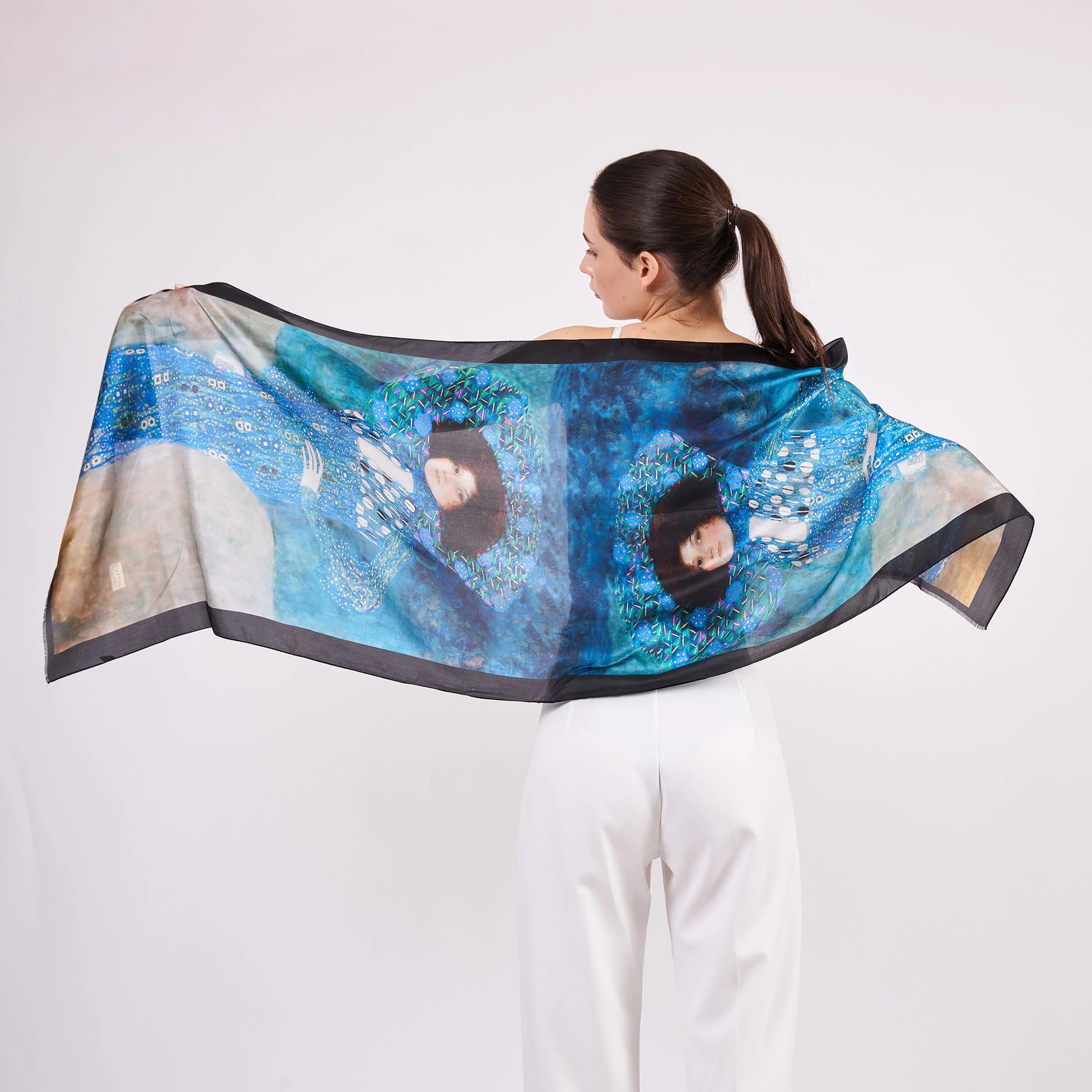 Vual İpek Fular | 55x180 cm | Gustav Klimt Emilie Floge | Nomads Felt