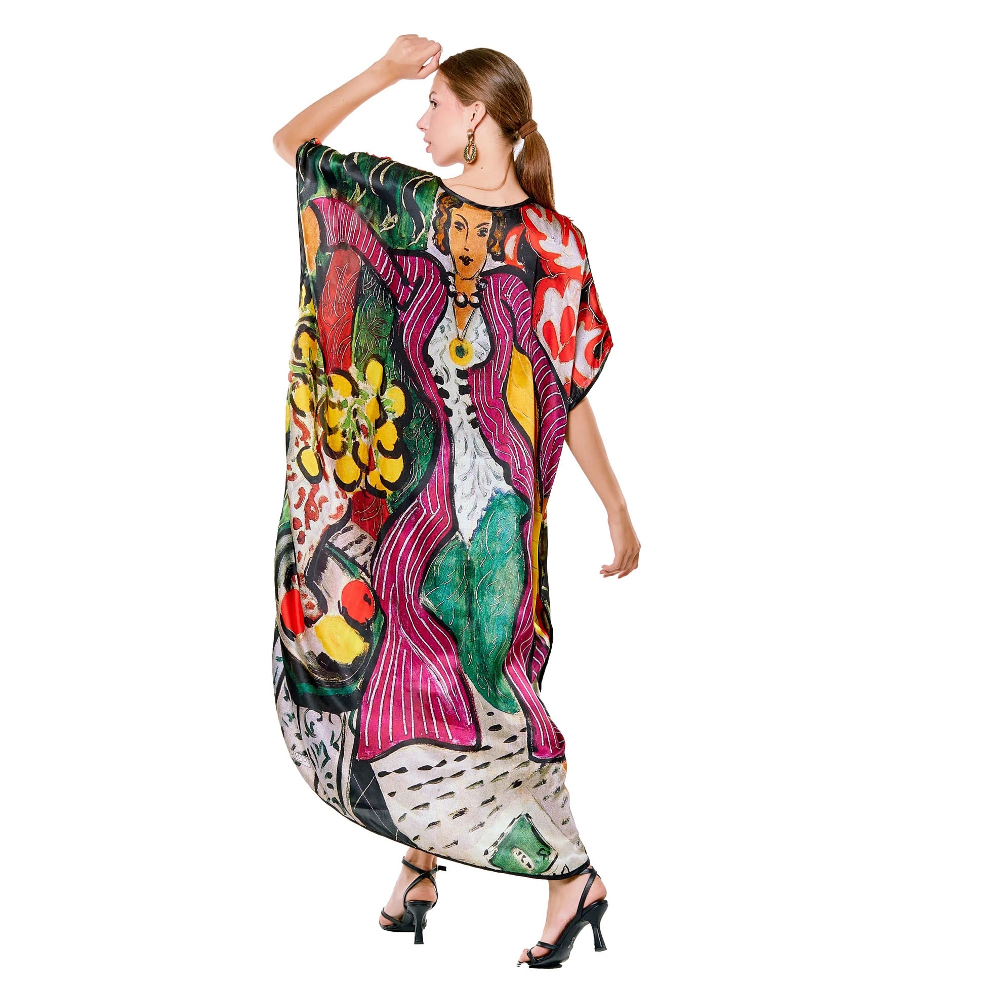 Henri Matisse Purple and Dress Desenli İpek Elbise
