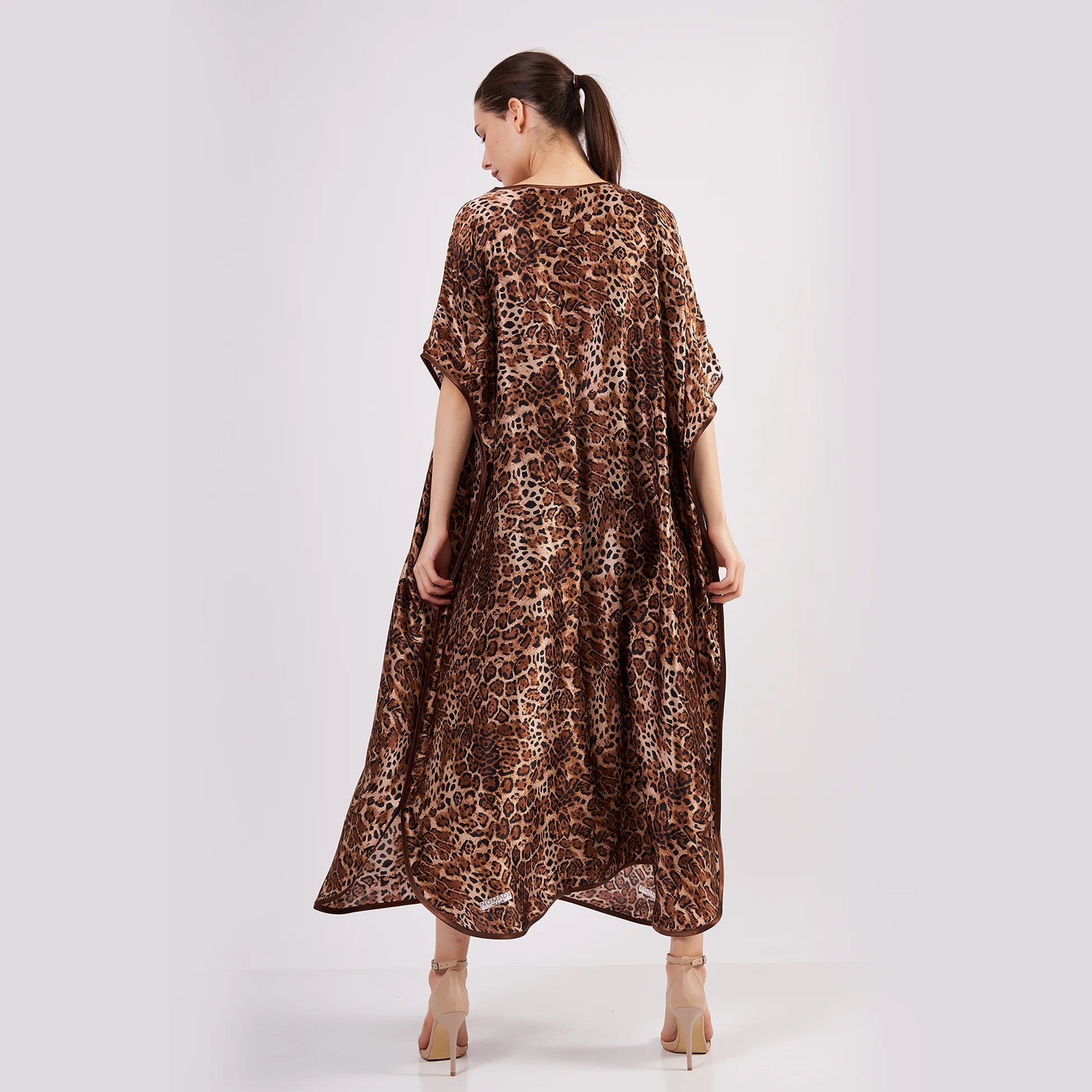 %100 İpek Uzun Elbise | Leopar Desen | Nomads Felt