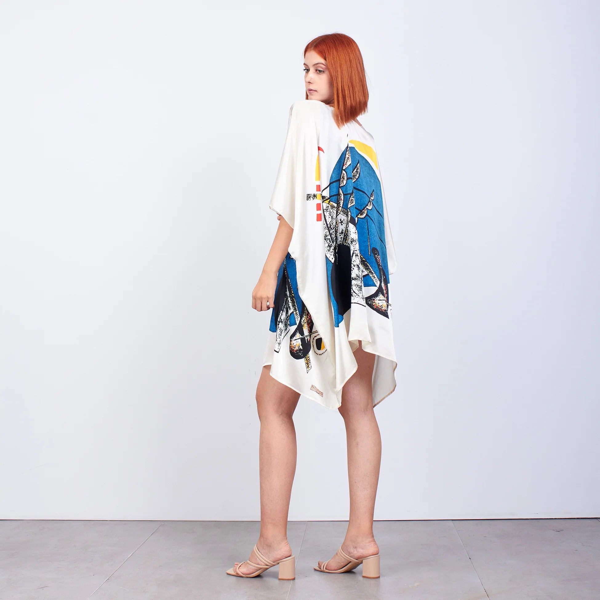 %100 İpek Kısa Kimono Pareo | Kandinsky Little Worlds 2 | Nomads Felt