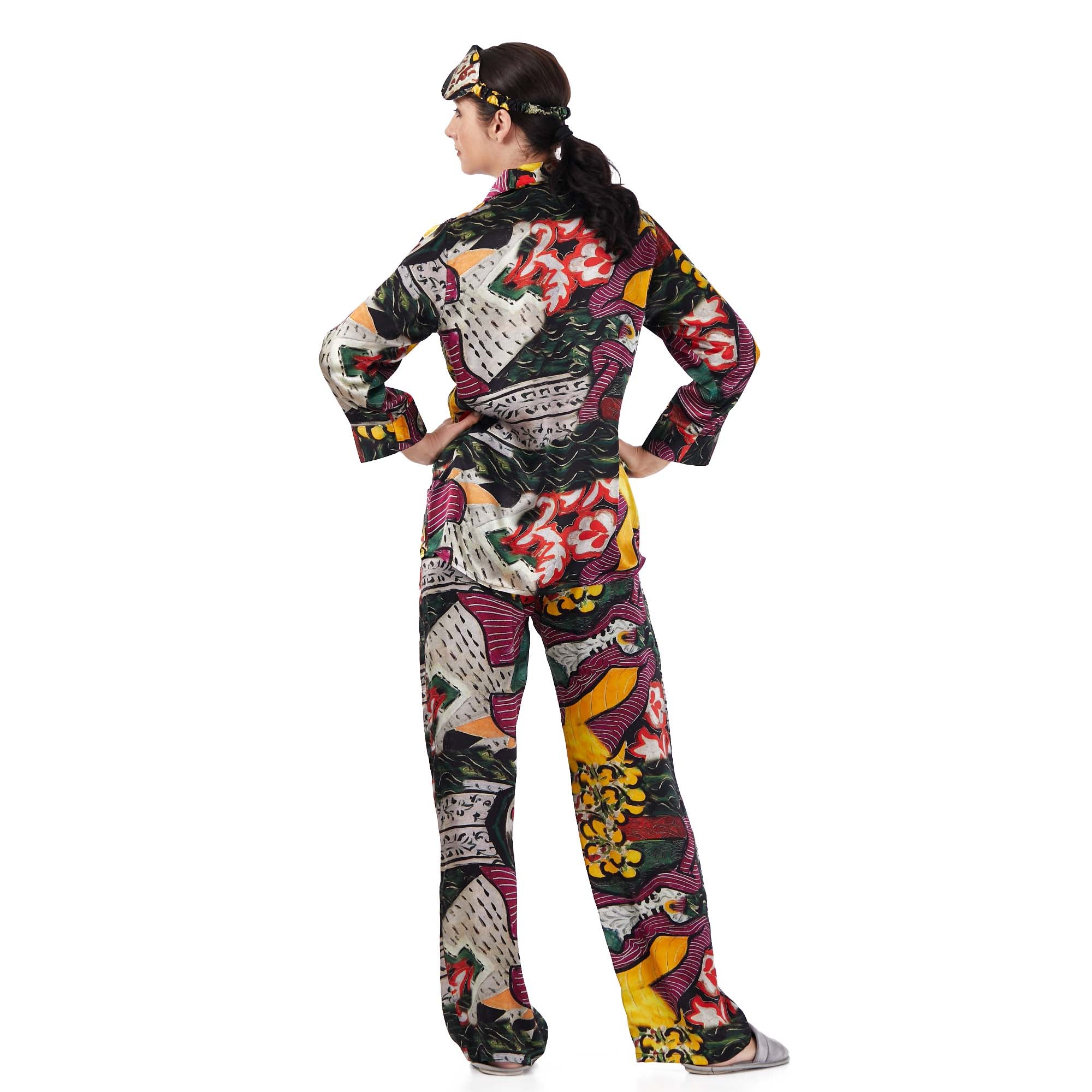 İpek Gömlek Pantolon-Pijama Takımı | Henri Matisse Purple and Dress | Nomads Felt