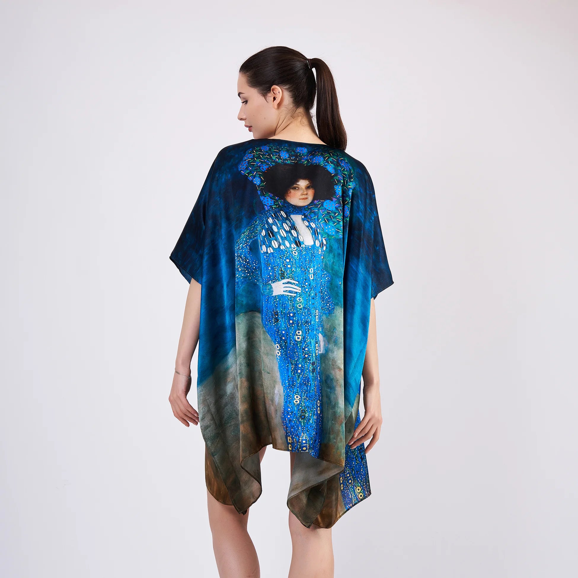 %100 İpek Kısa Kimono Pareo | Gustav Klimt Emilie Floge | Nomads Felt