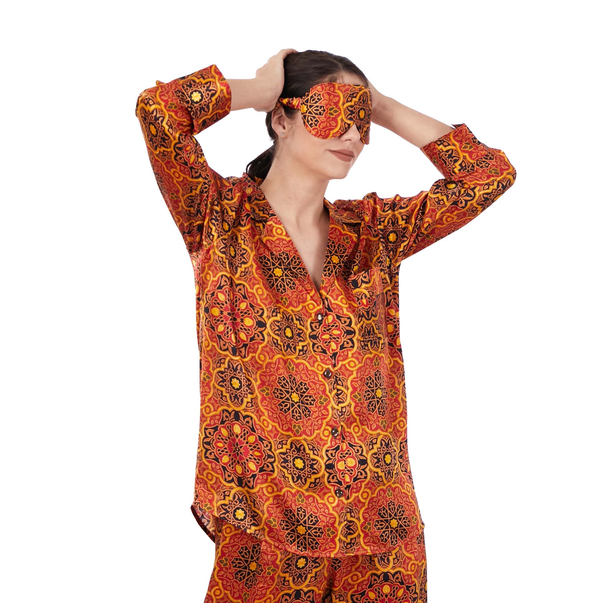 İpek Gömlek Pantolon-Pijama Takımı | Elhamra 14 | Nomads Felt