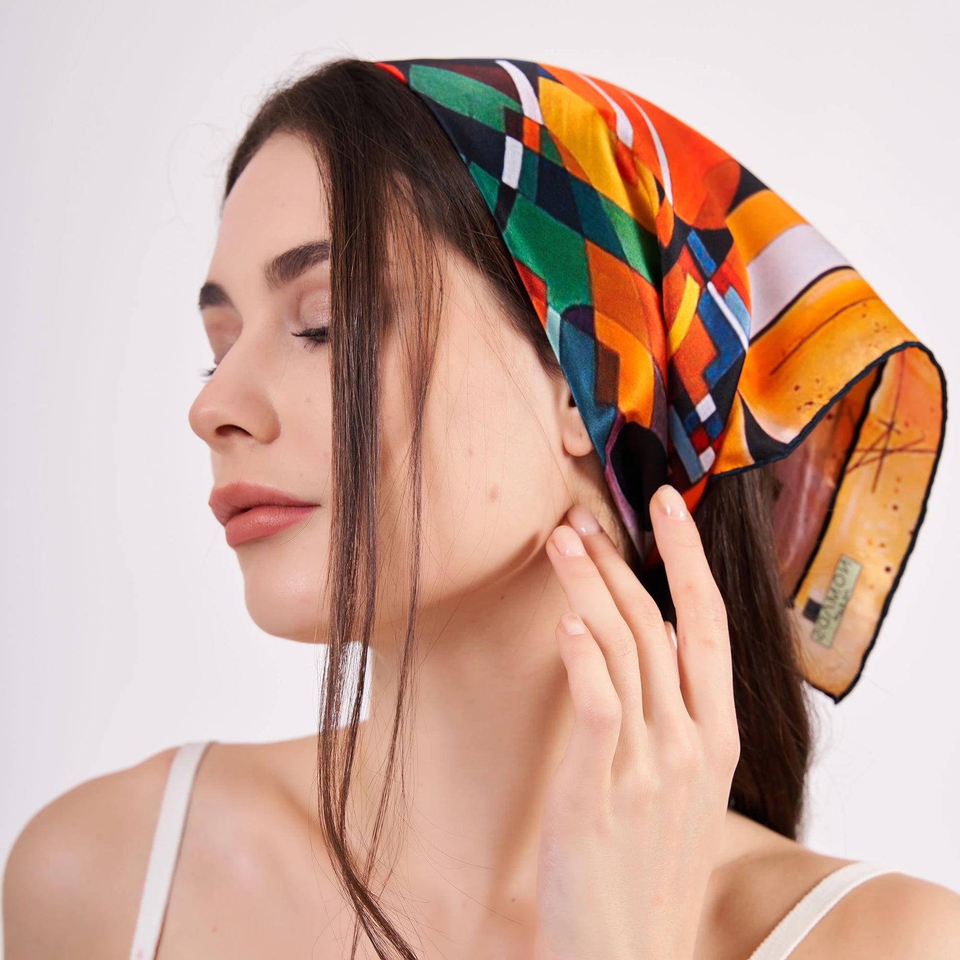 Saf İpek Bandana Fular | Kandinsky Composition II | Nomads Felt