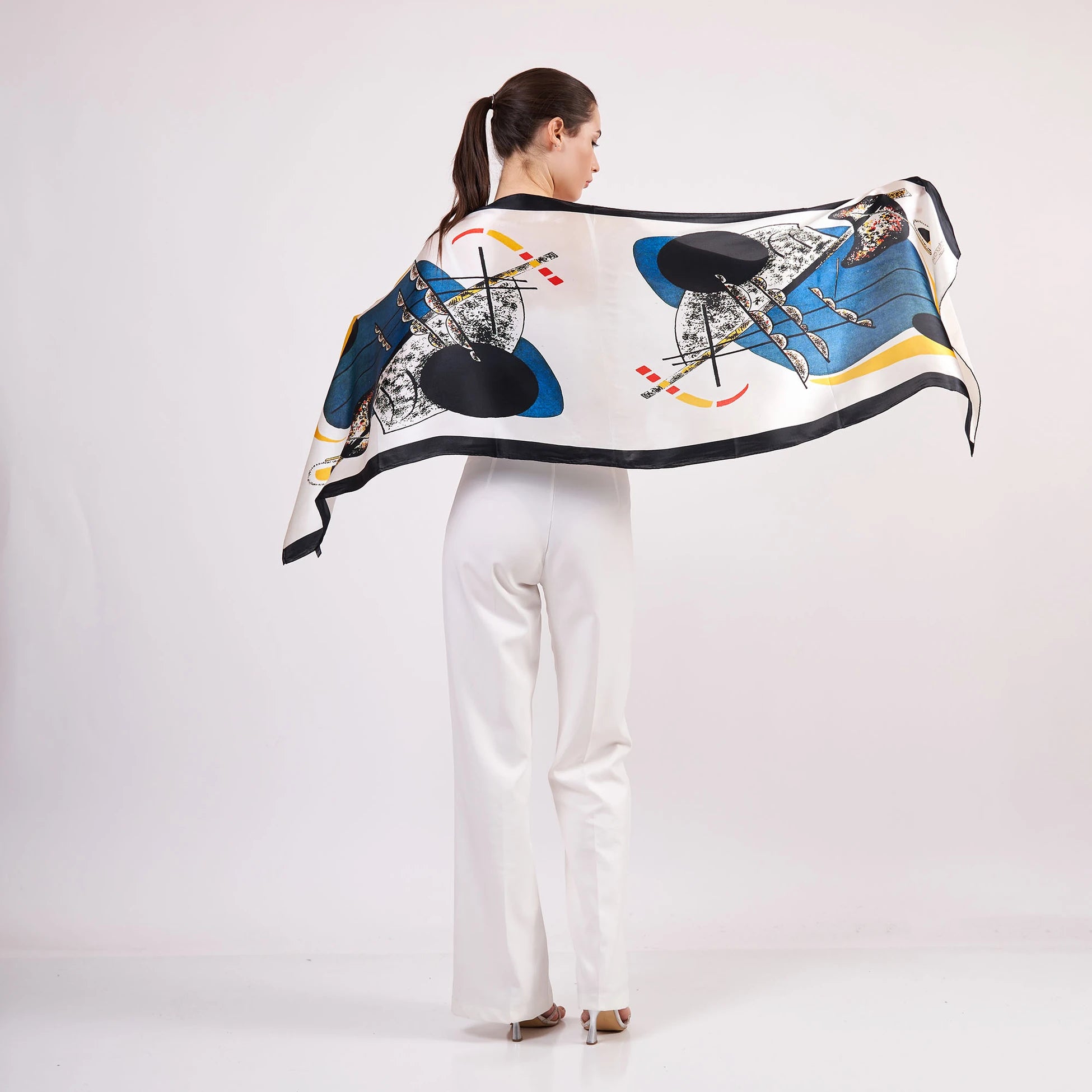 Saf İpek Fular | 55X180 cm | Kandinsky Small Worlds II | Nomads Felt