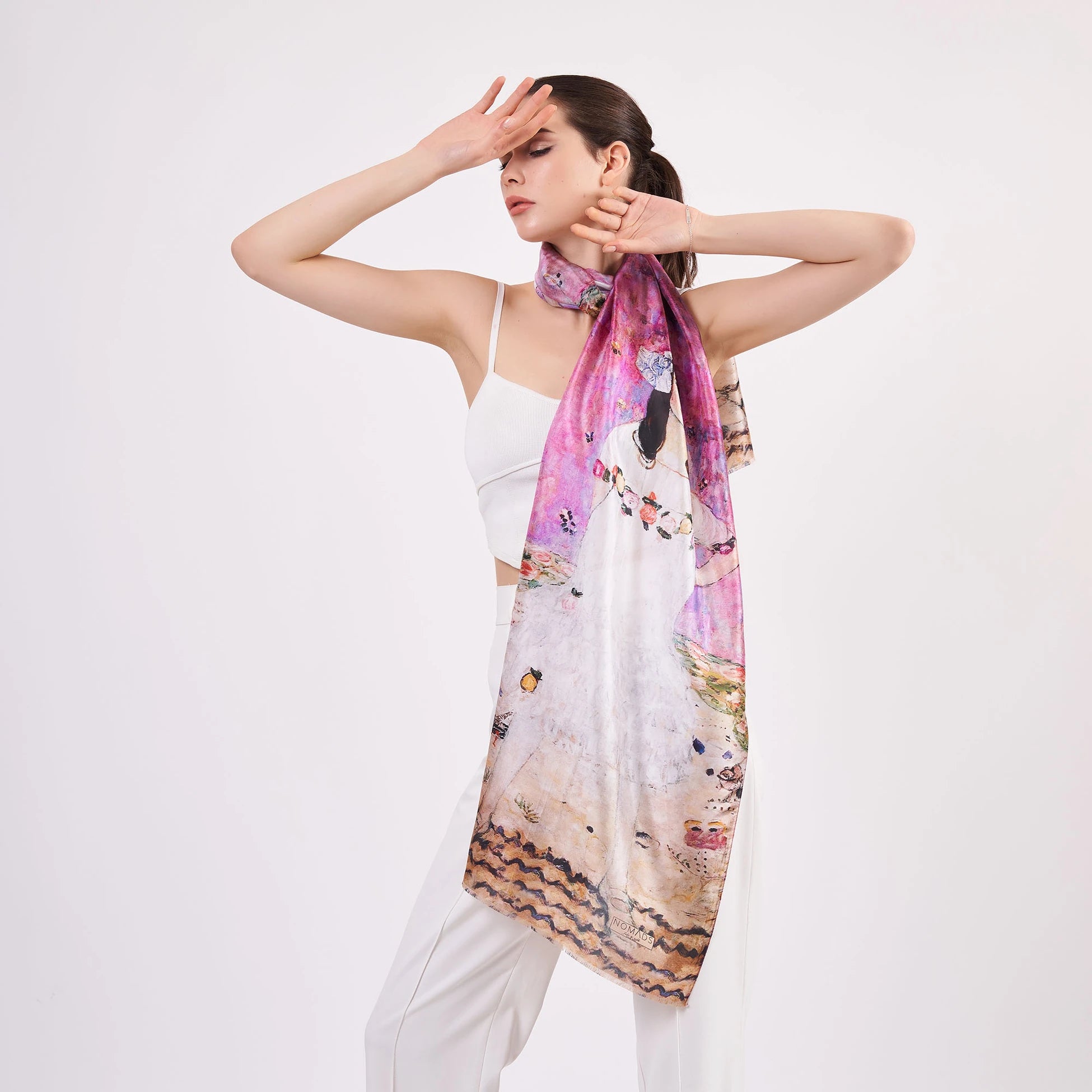 Vual İpek Fular | 55x180 cm | Gustav Klimt Mada Primavesi | Nomads Felt