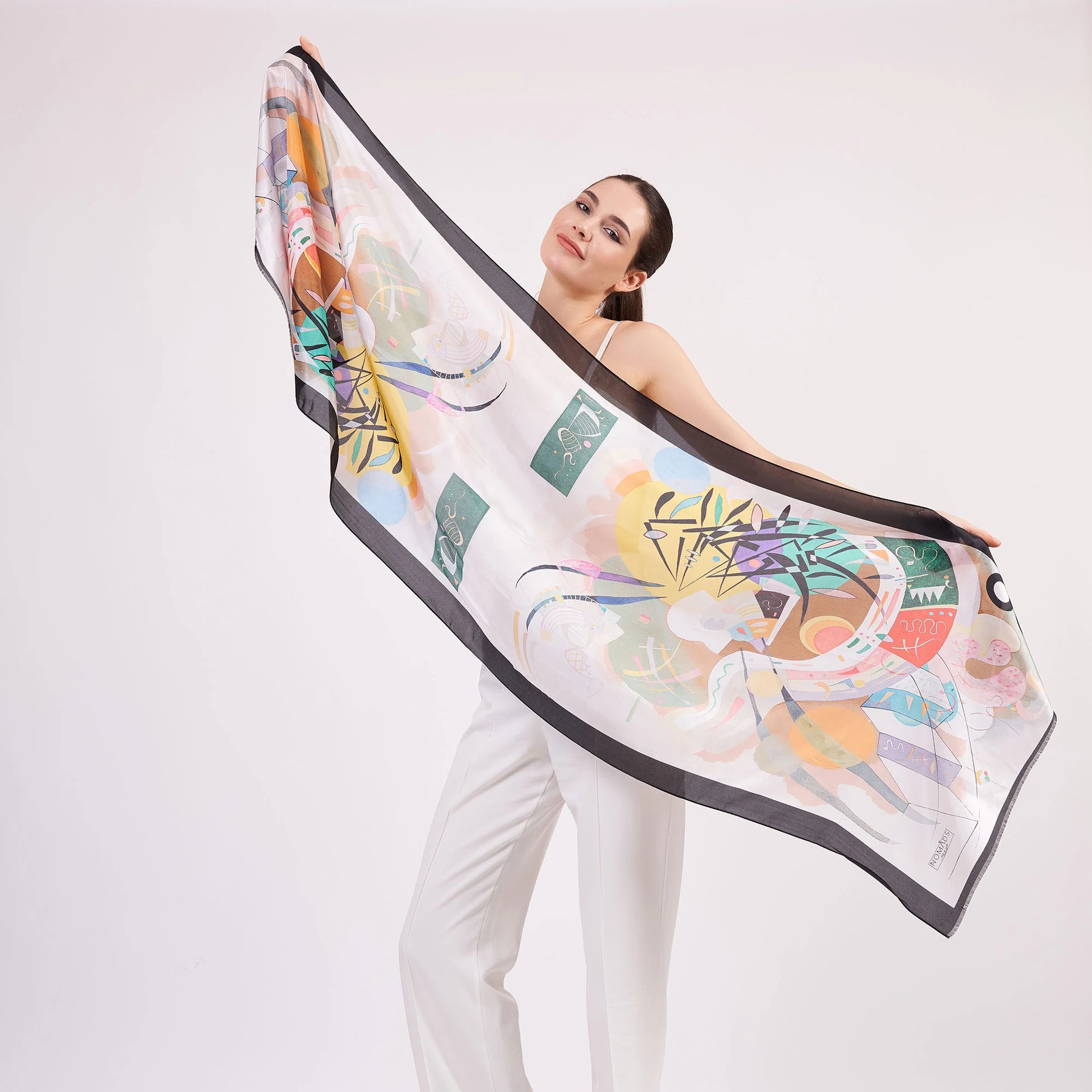Vual İpek Fular | 55x180 cm | Kandinsky Dominant Curve | Nomads Felt