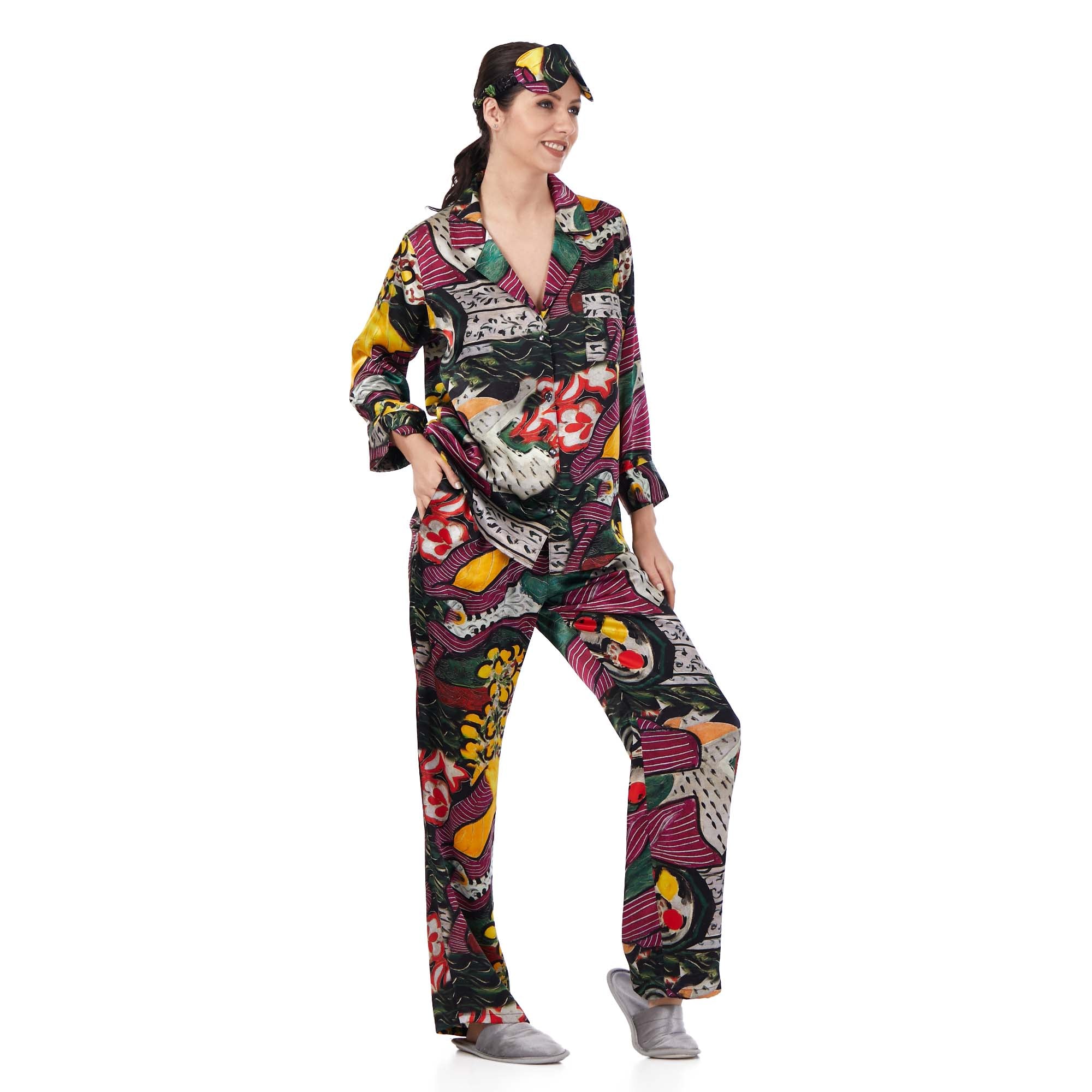 İpek Gömlek Pantolon-Pijama Takımı | Henri Matisse Purple and Dress | Nomads Felt
