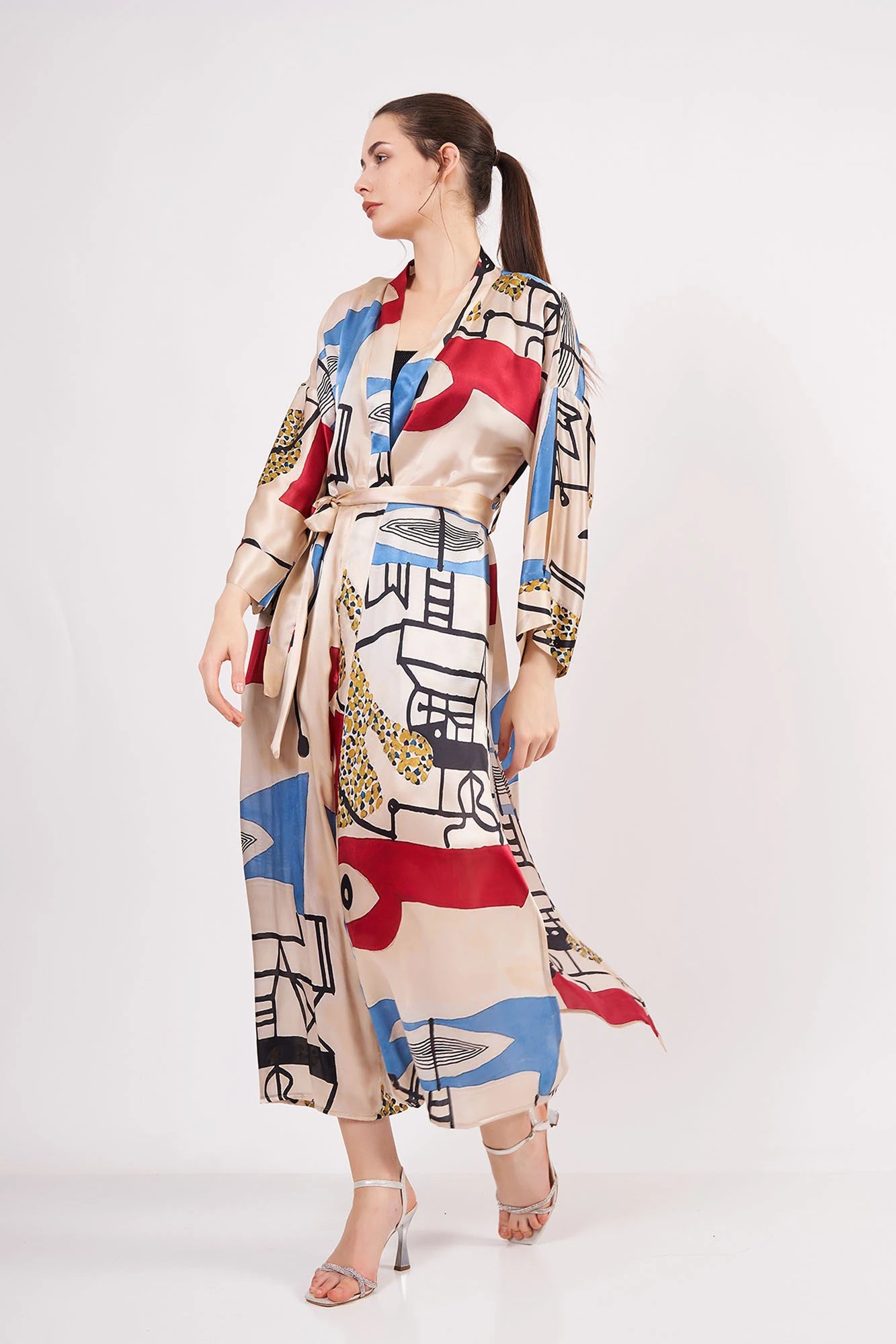 %100 İpek Uzun Kimono | Nomads Art Koleksiyonu 3 | Nomads Felt