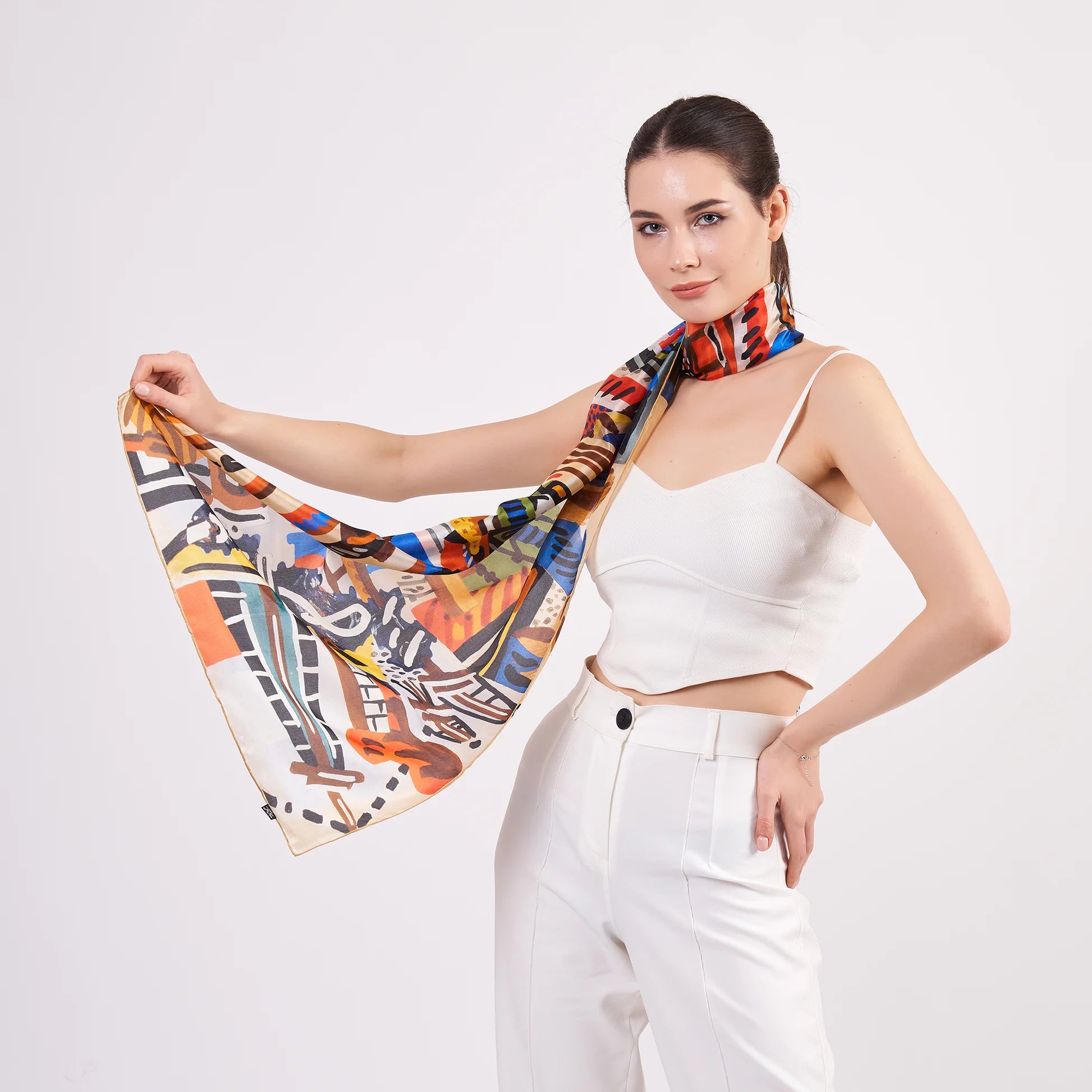 Vual İpek Fular | 55x180 cm | Desenli 2 | Nomads Felt