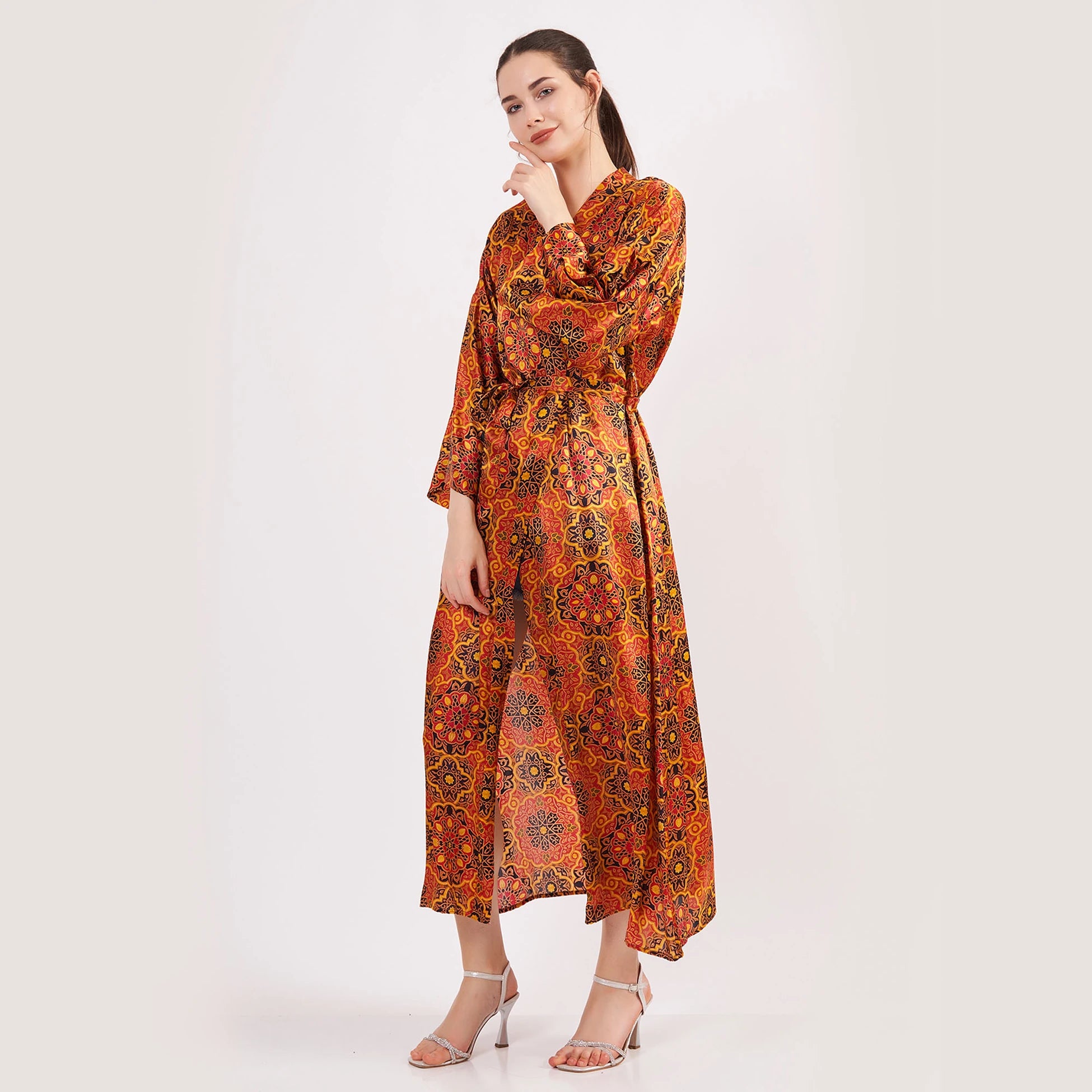 %100 İpek Uzun Kimono Kaftan | Elhamra 14 | Nomads Felt