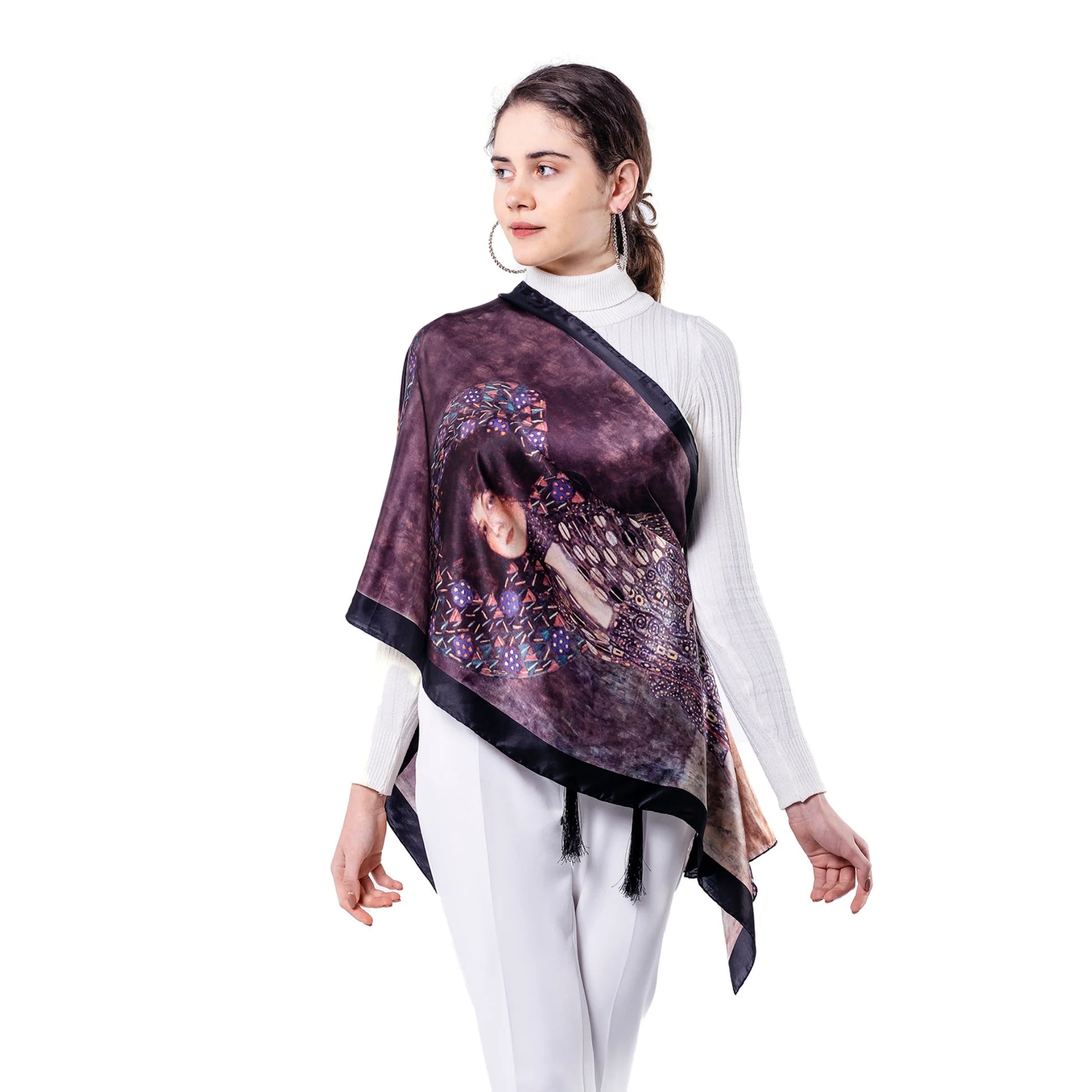 %100 İpek Fular | 55x180cm | Gustav Klimt Emilie Floge | Nomads Felt