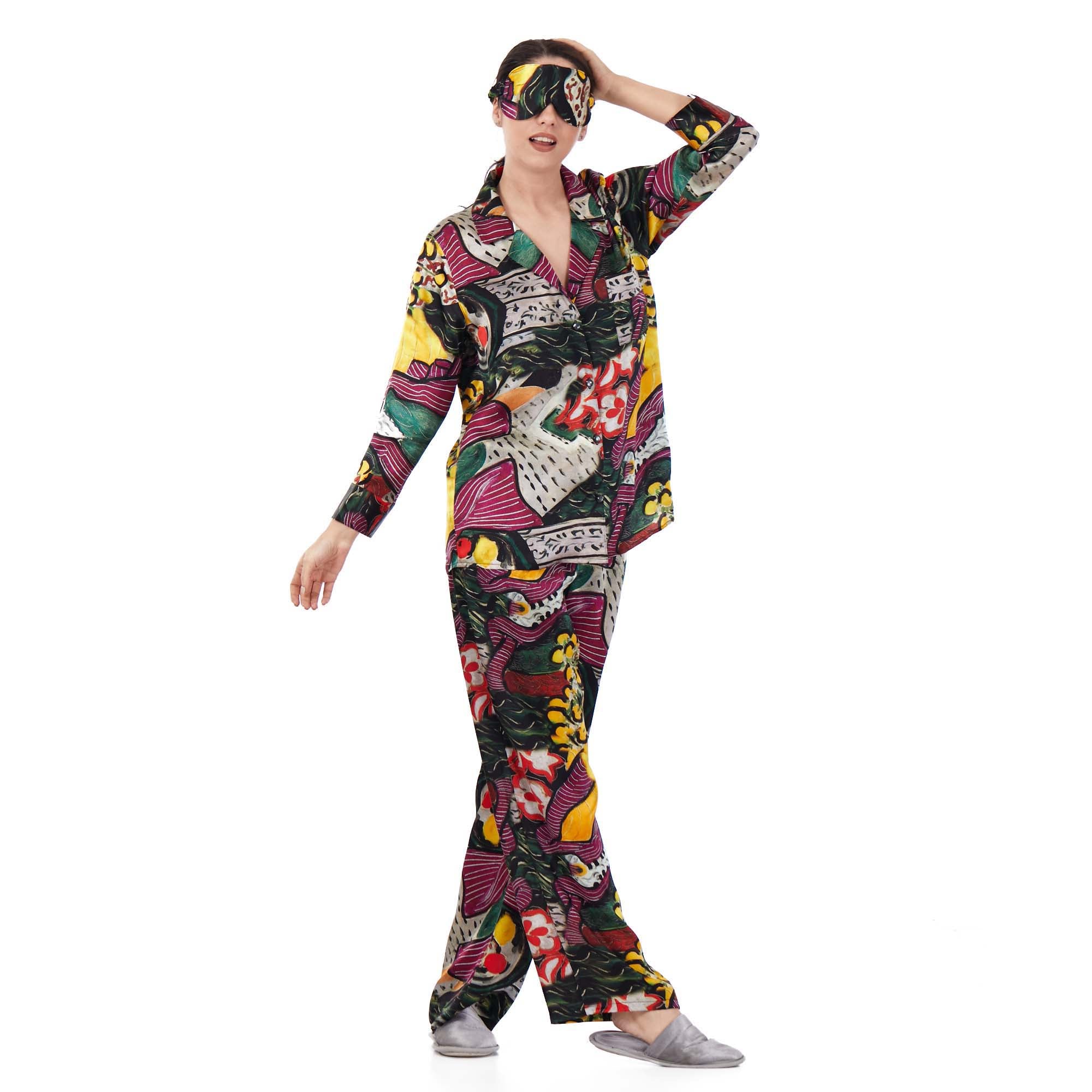 İpek Gömlek Pantolon-Pijama Takımı | Henri Matisse Purple and Dress | Nomads Felt