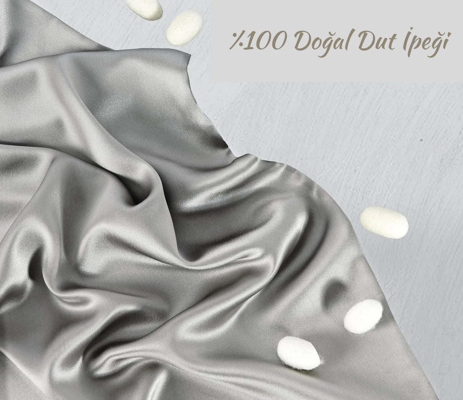 Gümüş Gri İpek Yastık Kılıfı %100 Dut İpeği, 22 Momme, Cilt ve Saç İçin Lüks Uyku Konforu (1 Adet, 50x70 cm)