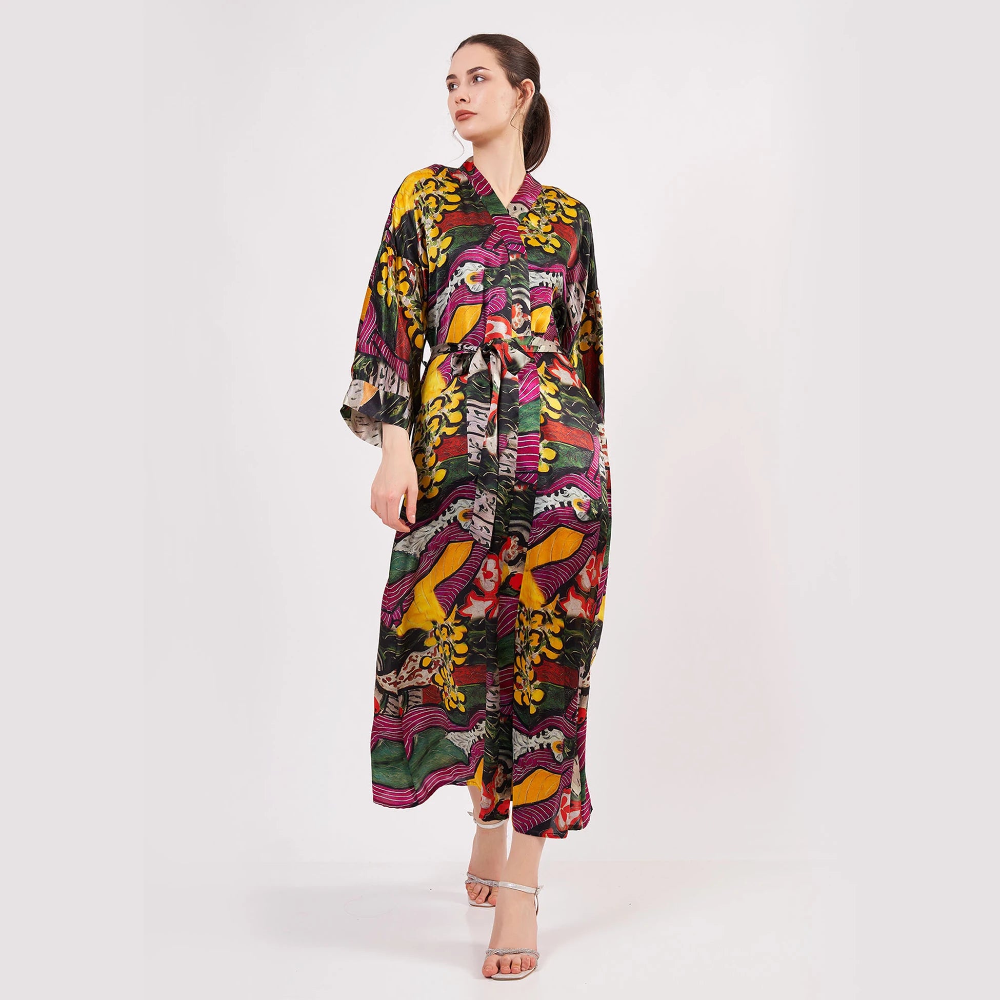 %100 İpek Kimono Kaftan | Henri Matisse Purple and Dress | Nomads Felt