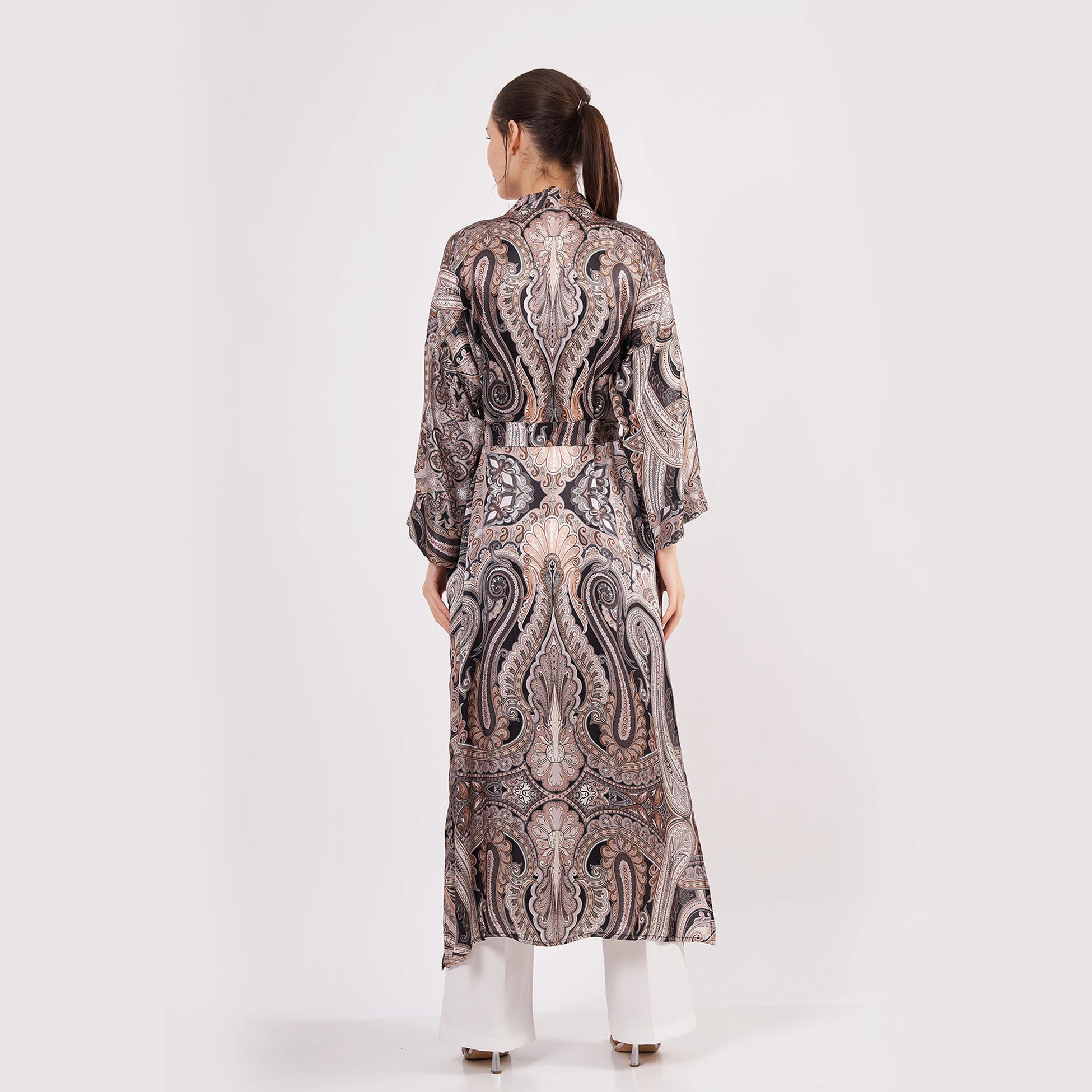 Saf İpek Uzun Kimono Kaftan | Etro Desen | Nomads Felt