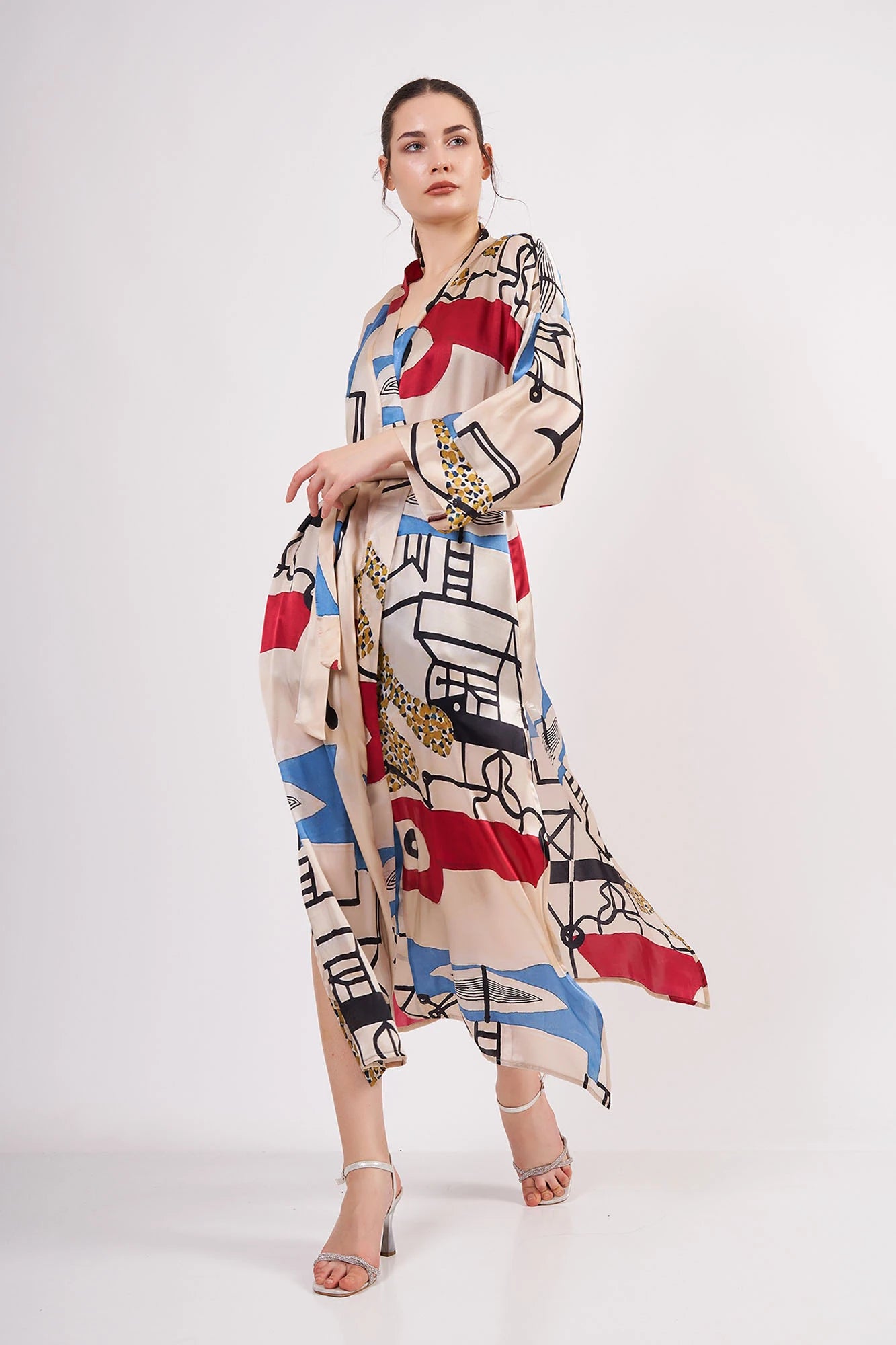 %100 İpek Uzun Kimono | Nomads Art Koleksiyonu 3 | Nomads Felt