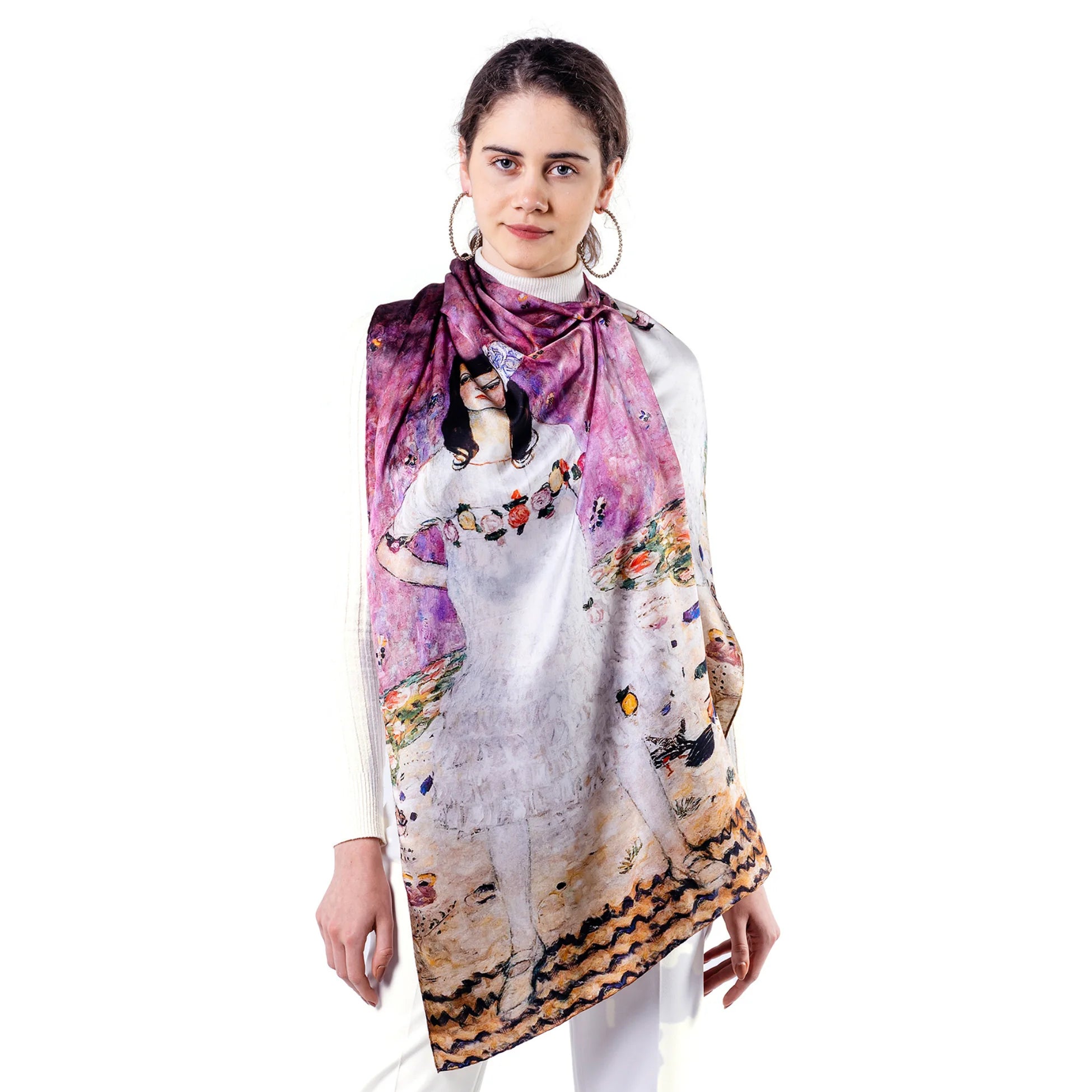 %100 İpek Fular | 55x180 cm | Gustav Klimt Mada Primavesi | Nomads Felt