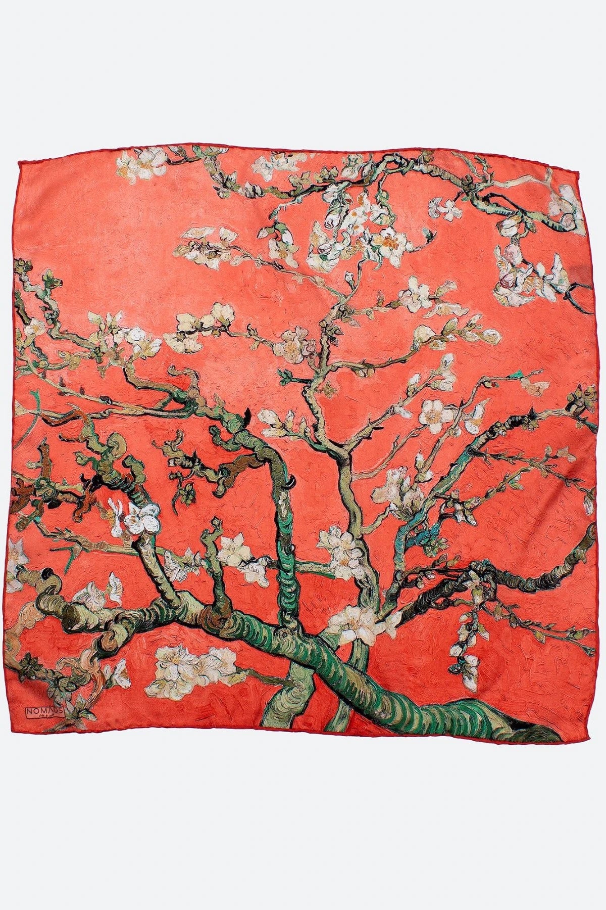 %100 İpek Narçiçeği Kare Fular Van Gogh Almond Blossoms
