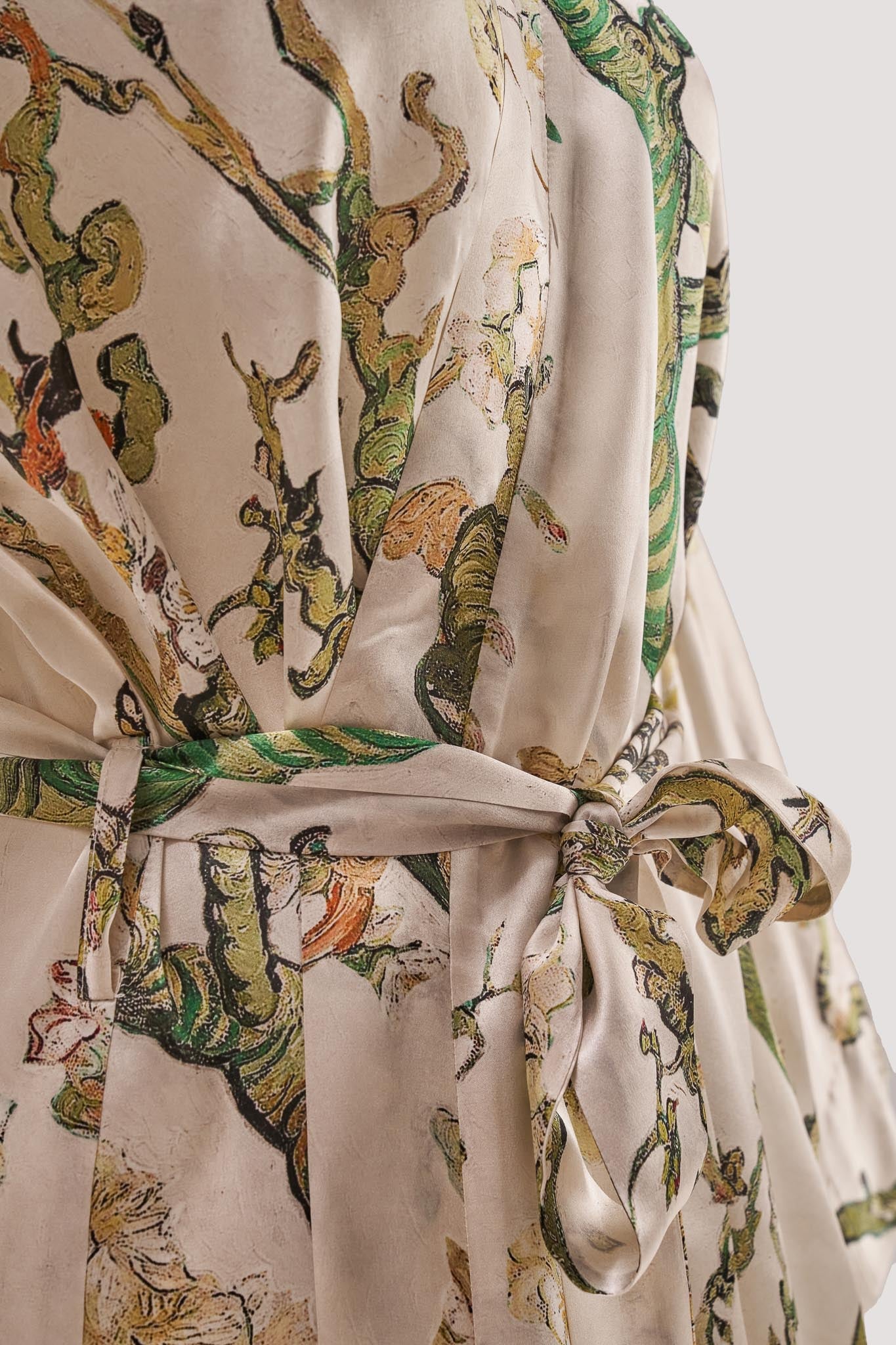 Van Gogh Badem Ağacı Desenli Ekru Kimono