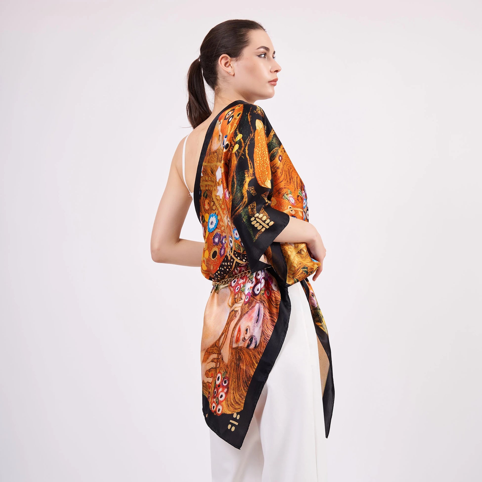 Saf İpek Fular | 55x180 cm | Gustav Klimt Water Serpents | Nomads Felt
