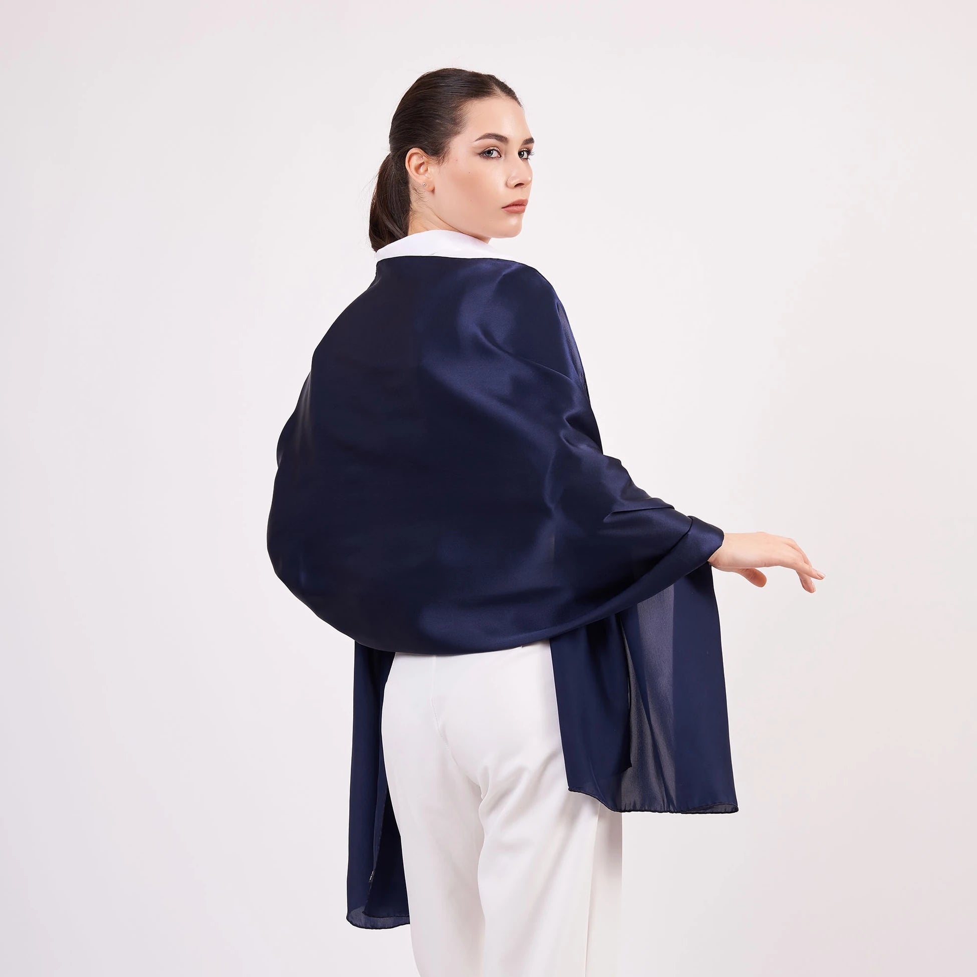 Saf İpek Fular | 70x200 cm | Lacivert | Nomads Felt