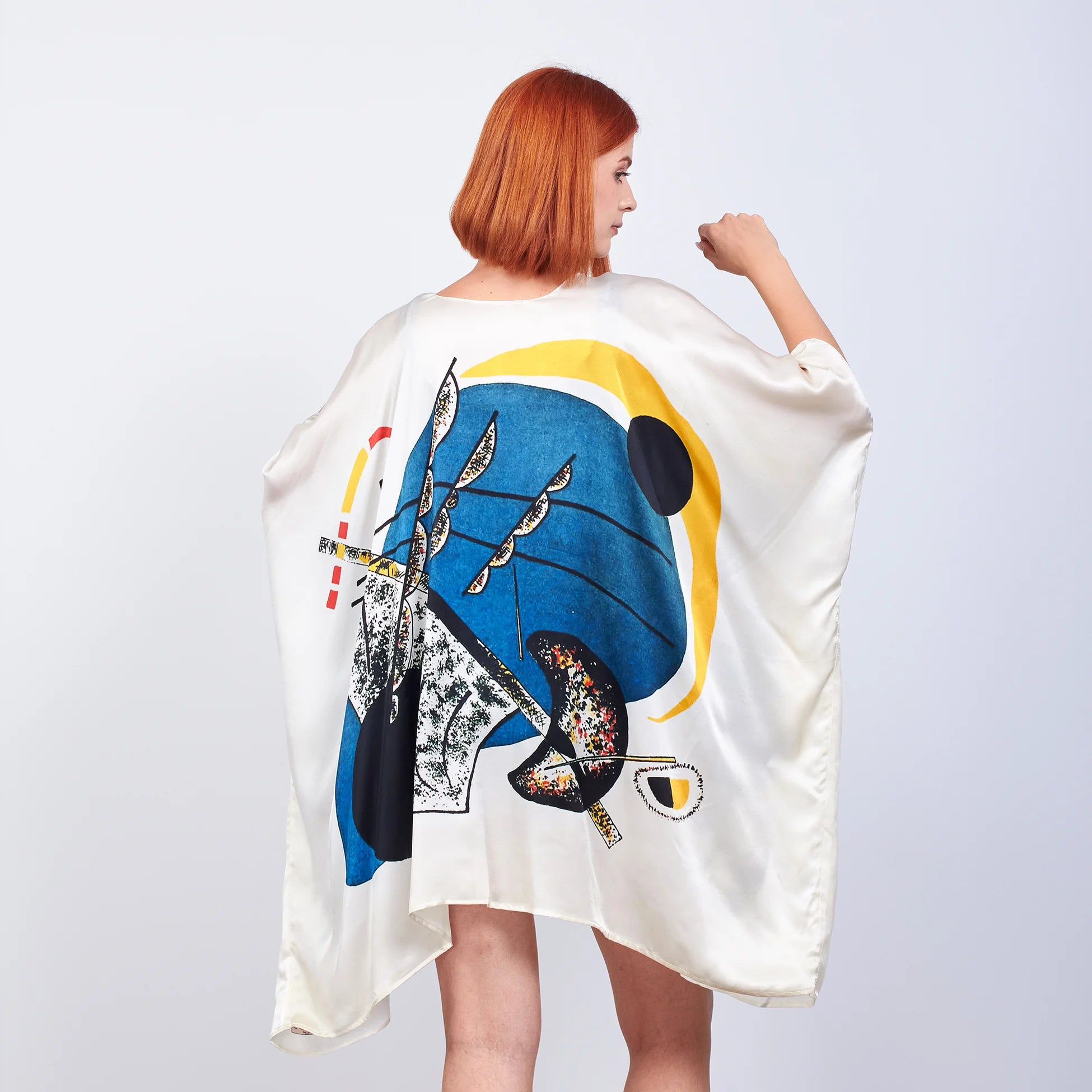 %100 İpek Kısa Kimono Pareo | Kandinsky Little Worlds 2 | Nomads Felt