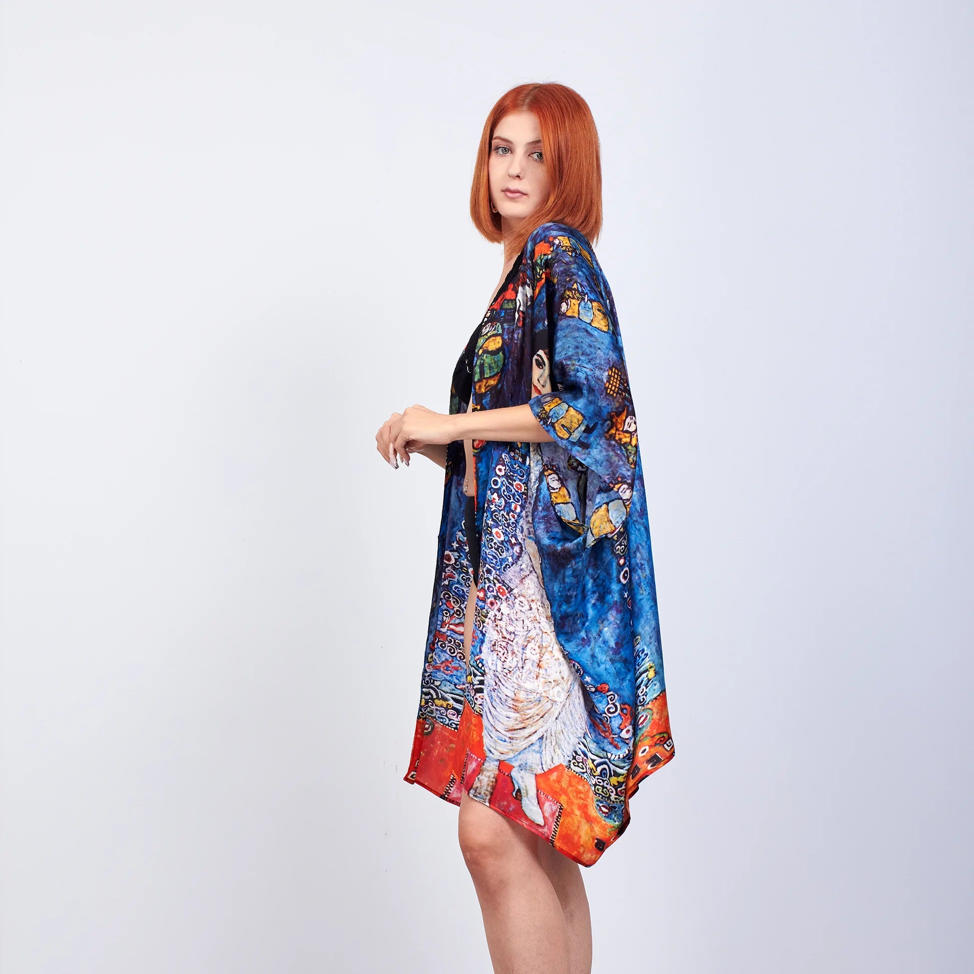 İpek Kısa Kimono Pareo | Gustav Klimt Barones Elisabeth | Nomads Felt