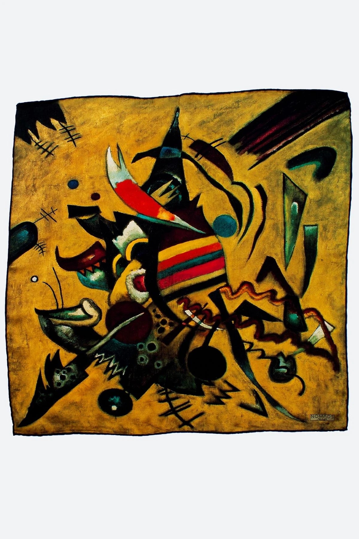%100 İpek Bandana Fular | Kandinsky Point and Line | 55x55 cm | Nomads Felt