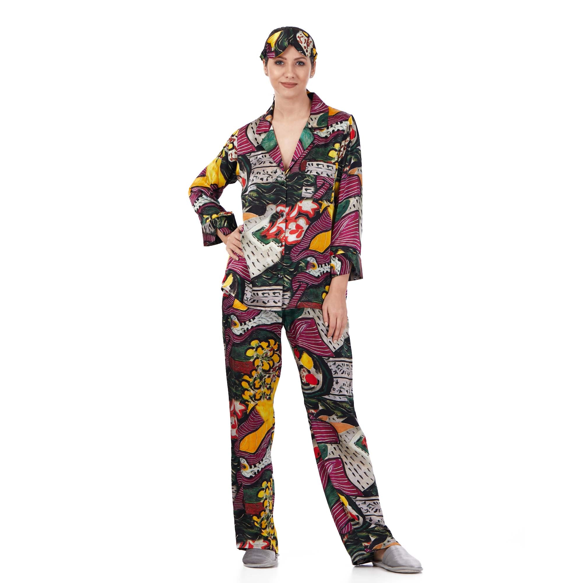 İpek Gömlek Pantolon-Pijama Takımı | Henri Matisse Purple and Dress | Nomads Felt