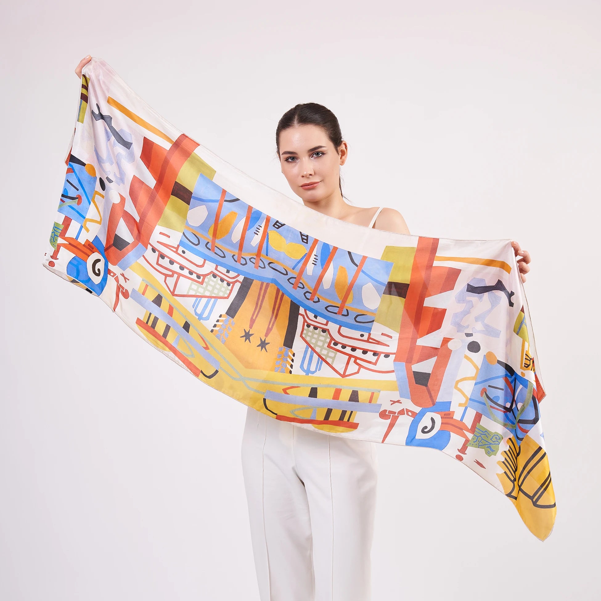 %100 İpek Fular | Nomads Art Desen 1 | Nomads Felt