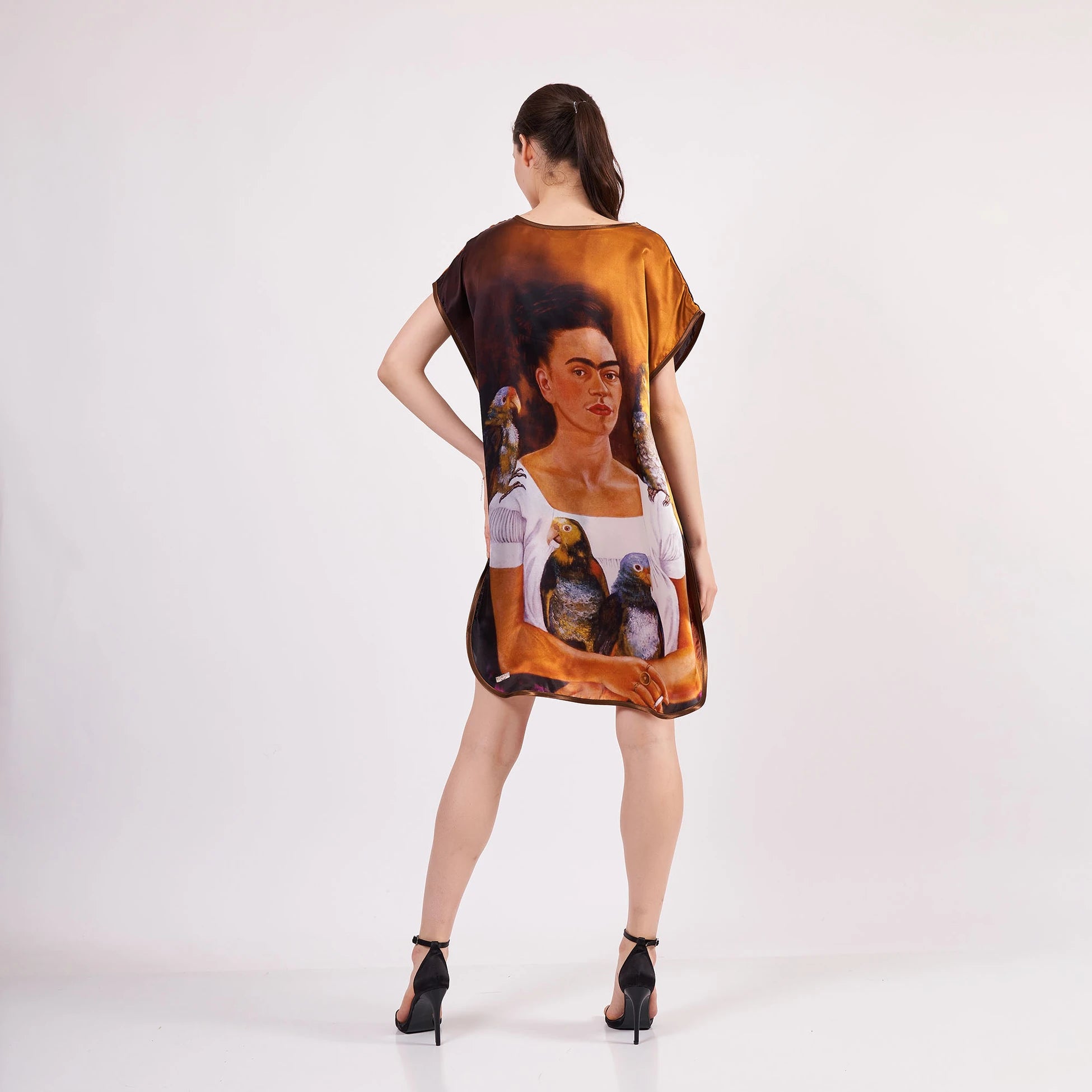 Saf İpek Kısa Elbise | Frida Kahlo 2 | Nomads Felt