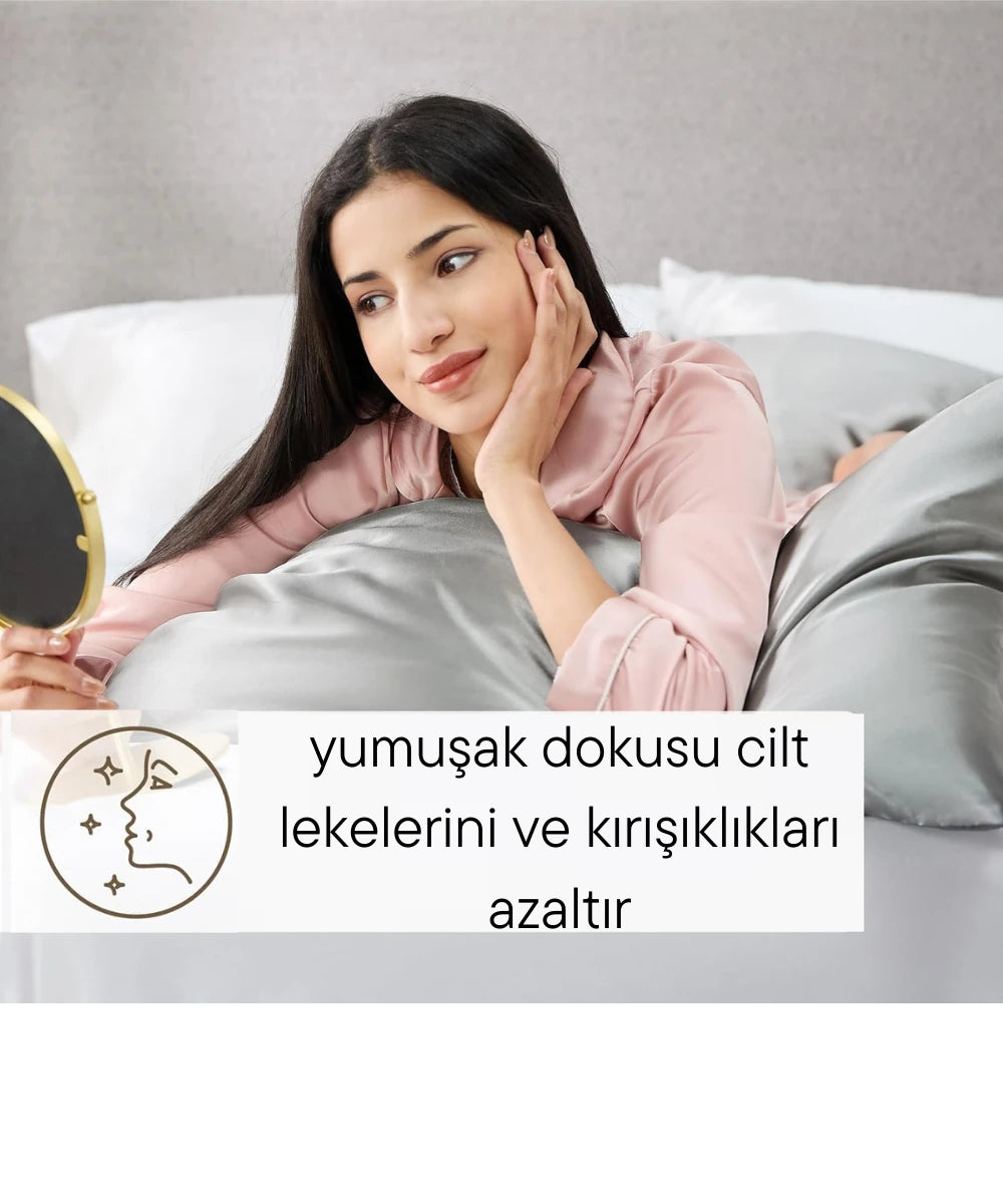 Siyah İpek Yastık Kılıfı  %100 Dut İpeği, 16 Momme, Cilt ve Saç İçin Lüks Uyku Konforu (1 Adet, 50x70 cm)