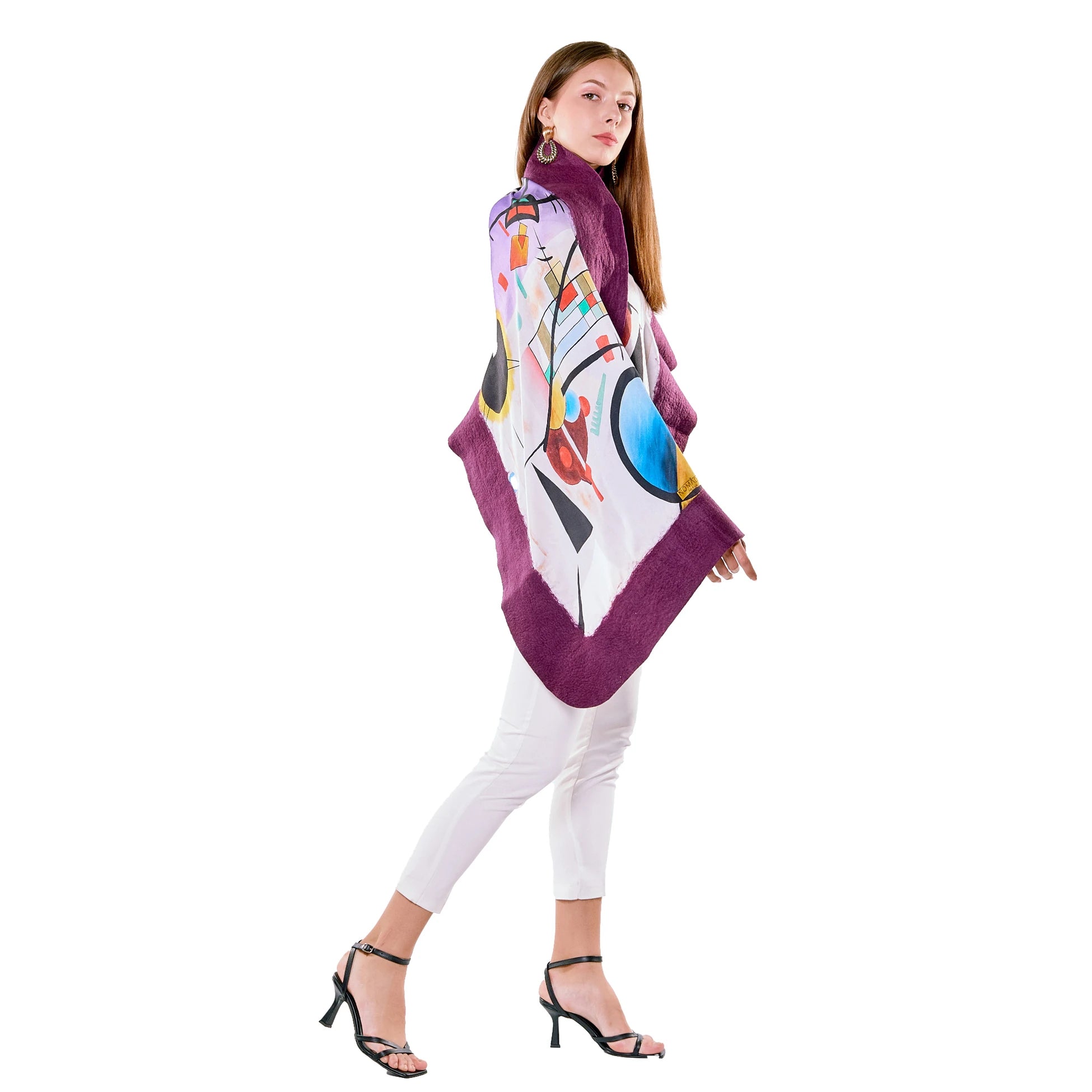 İpek-Keçe Şal | Kandinsky Collective Mor | Nomads Felt
