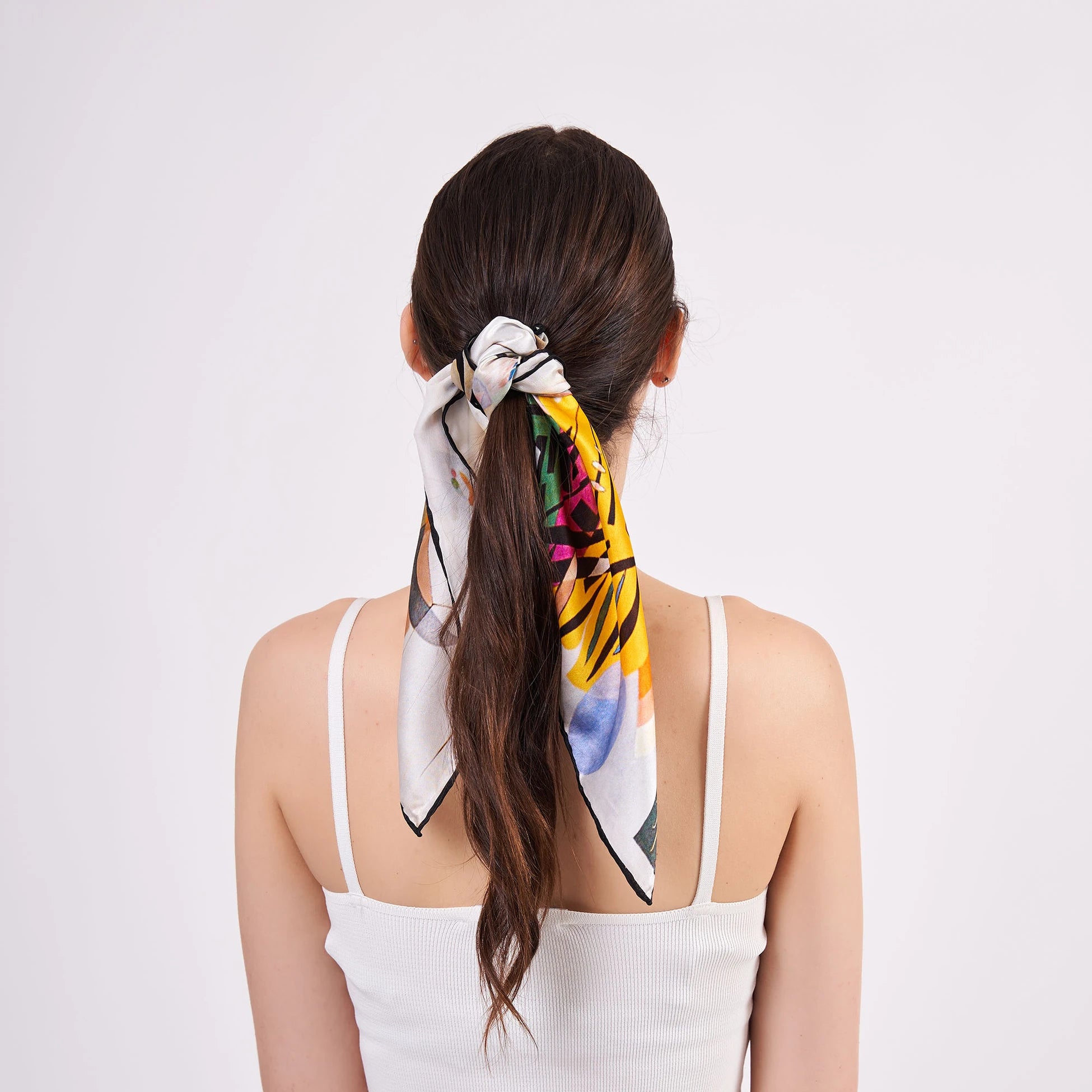 Saf İpek Bandana Fular | Kandinsky Dominant Curve | Nomads Felt