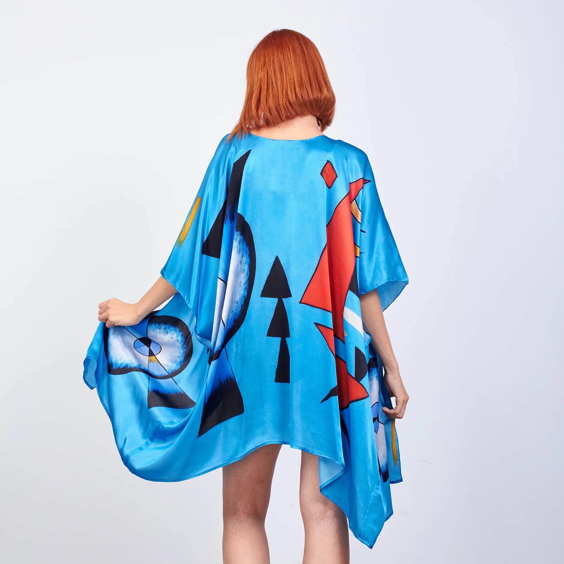 %100 İpek Kısa Kimono Pareo | Kandinsky Collage | Nomads Felt