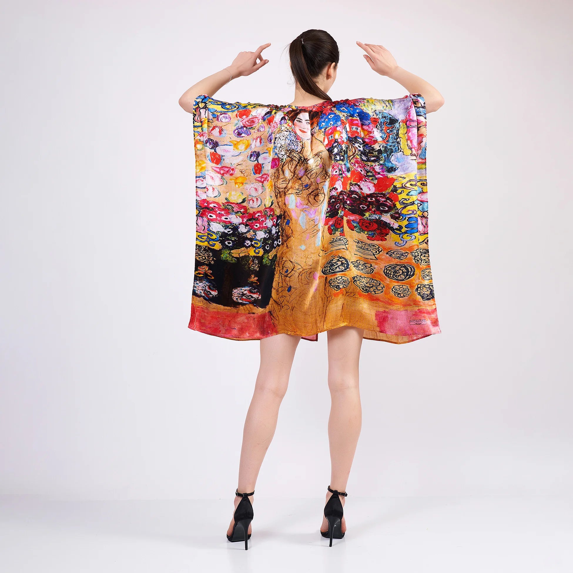 %100 İpek Kısa Kimono Pareo | Gustav Klimt Maria Munk | Nomads Felt