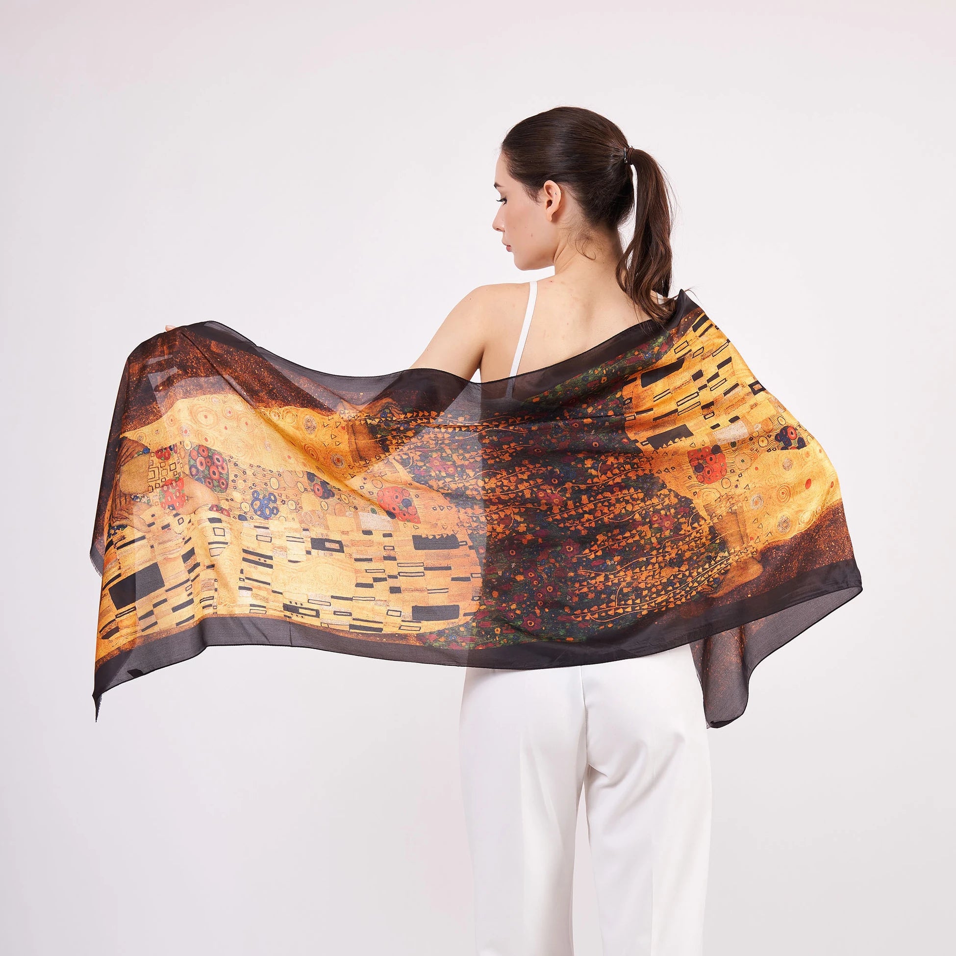 Vual İpek Fular | 55x180 cm | Gustav Klimt The Kiss | Nomads Felt