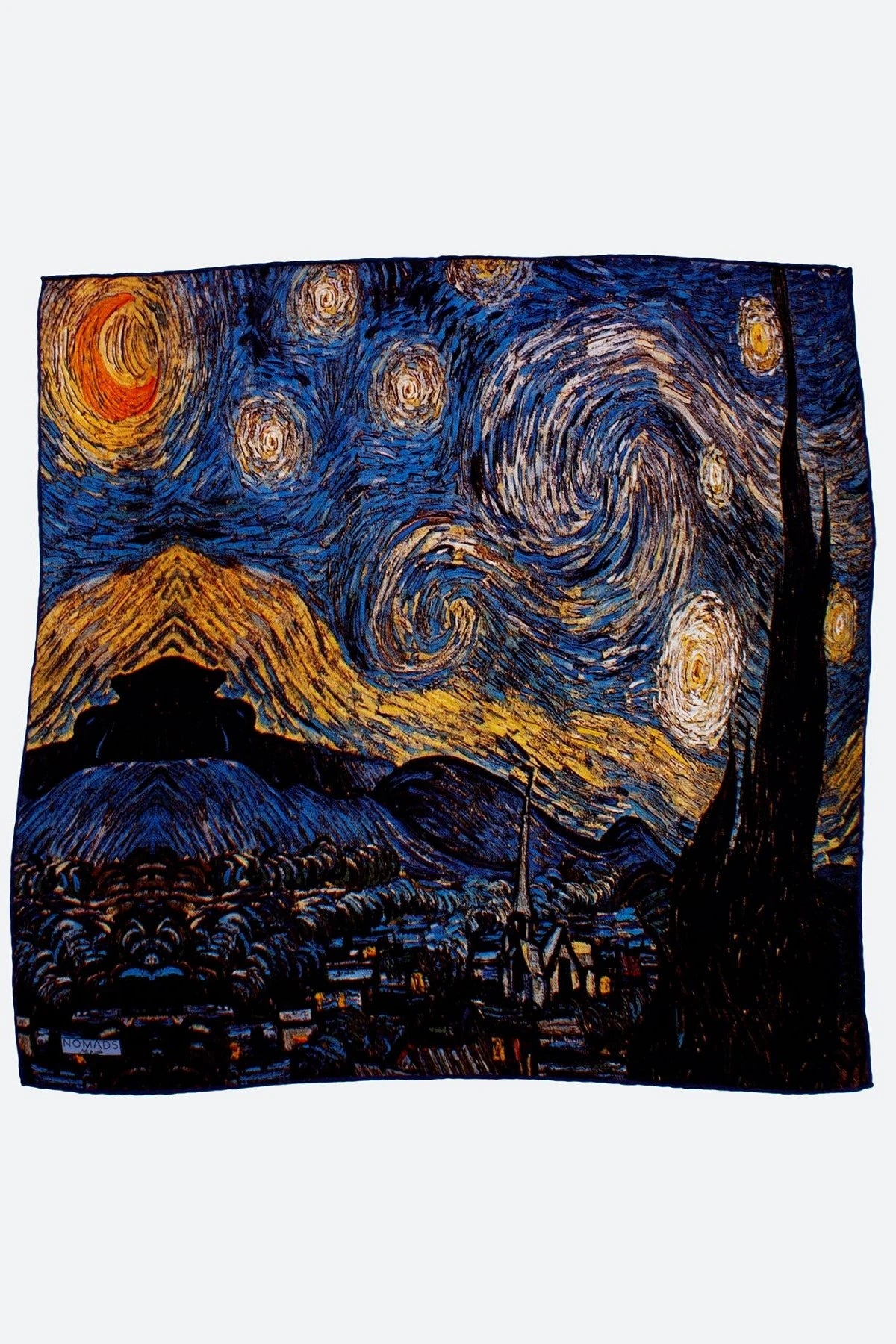 %100 İpek Bandana Fular | Van Gogh Yıldızlı Gece | Nomads Felt