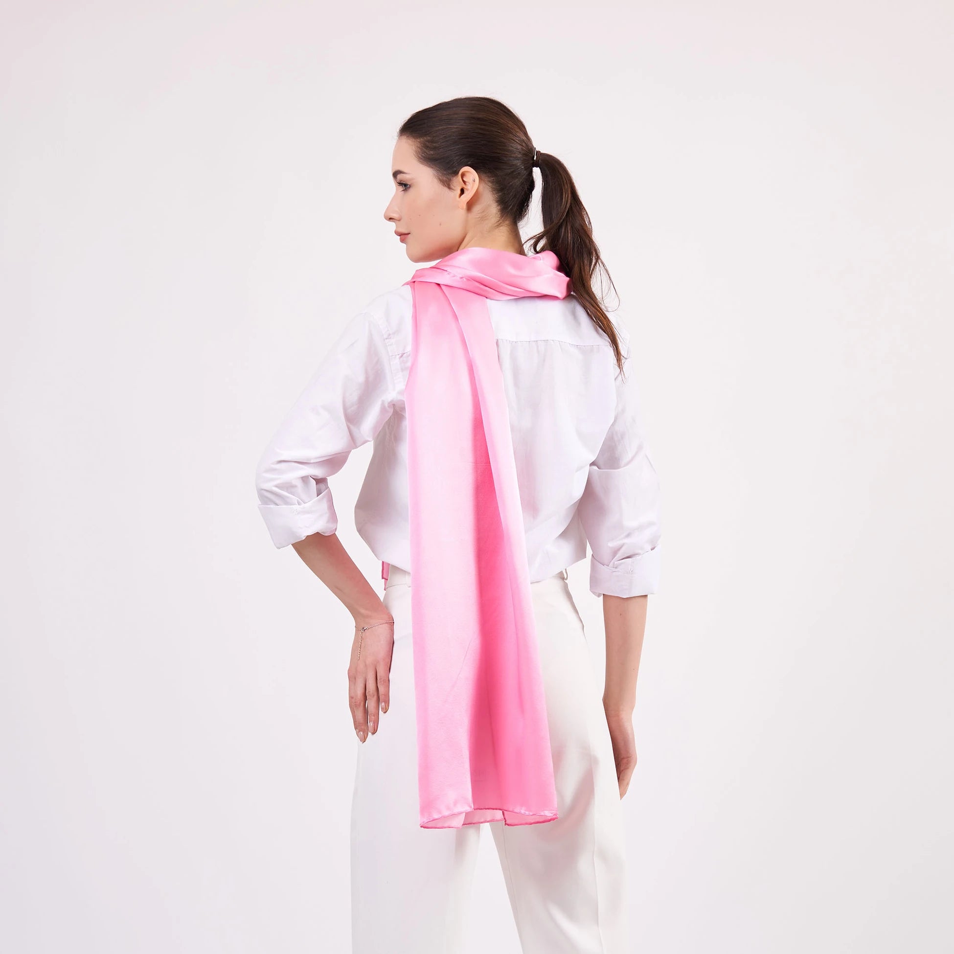 Saf İpek Fular | 70x200 cm | Pembe | Nomads Felt