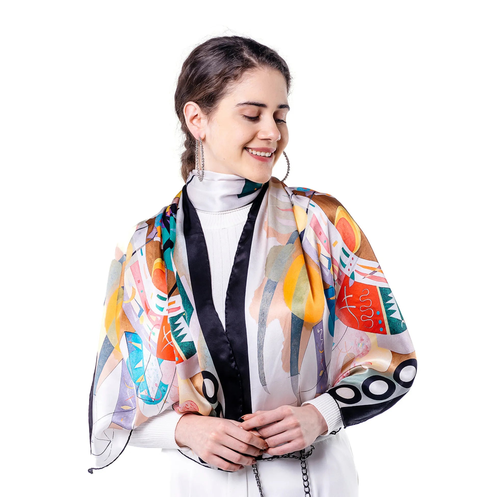 %100 İpek Fular | Kandinsky Dominant Curve | Nomads Felt