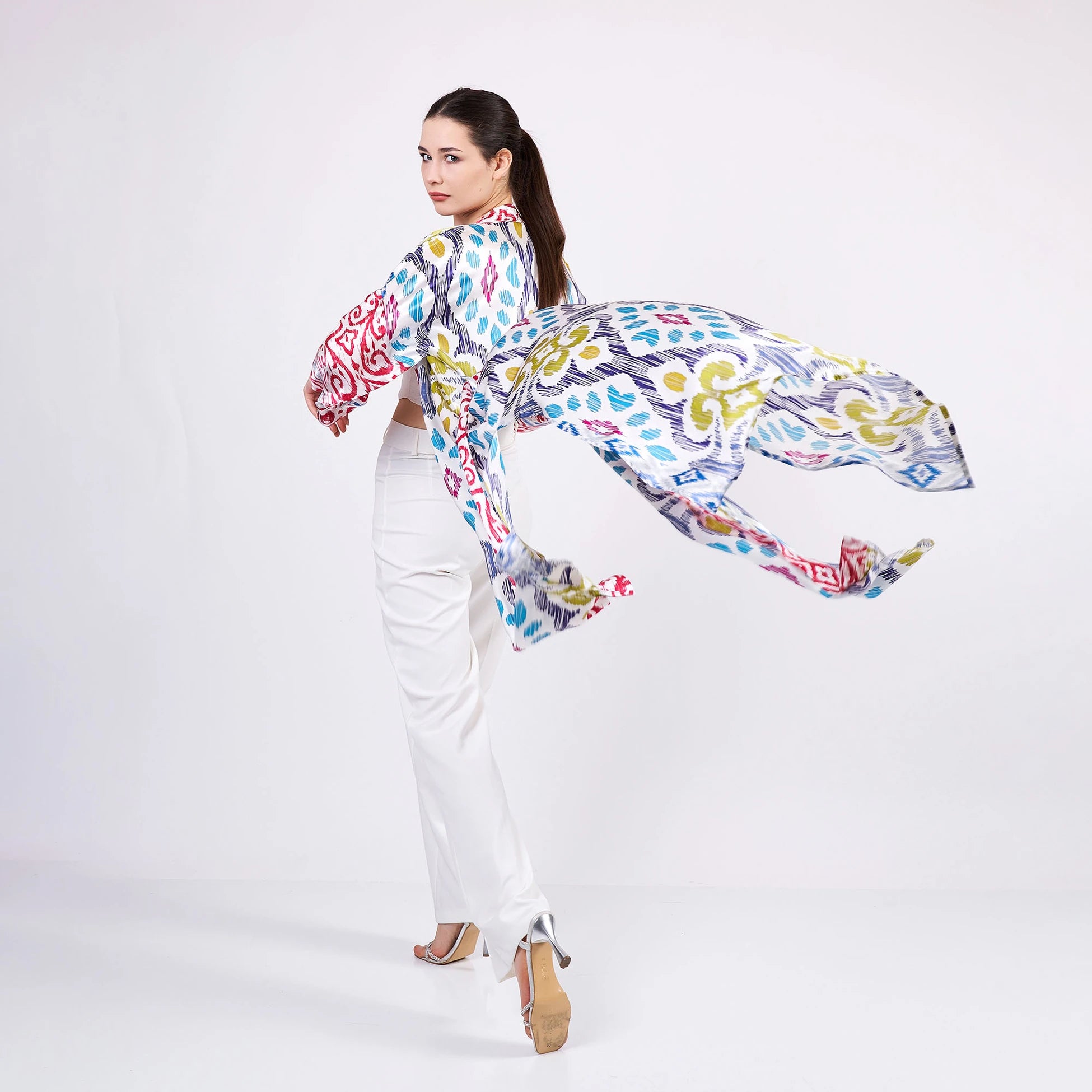 İpek Uzun Kimono Kaftan | Ikat Desen | Nomads Felt